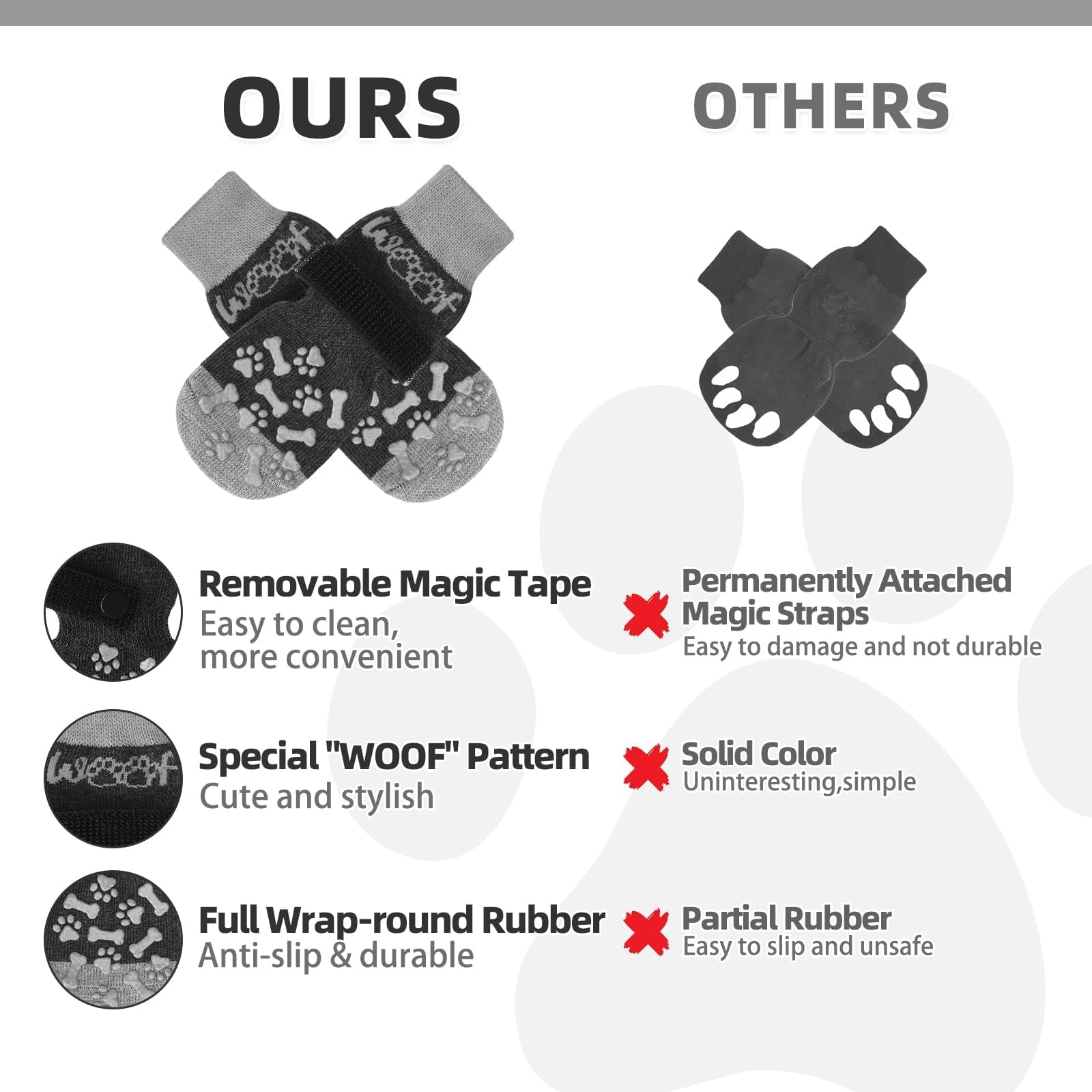 KOOLTAIL Dog Socks Shoes for Hot Pavement to Prevent Licking Paws, Winter Dog Boots&Paw Protector for Hardwood Floors Anti Slip,Traction Control Grip Booties for Small Medium Large Senior Dogs,Black M - image 5