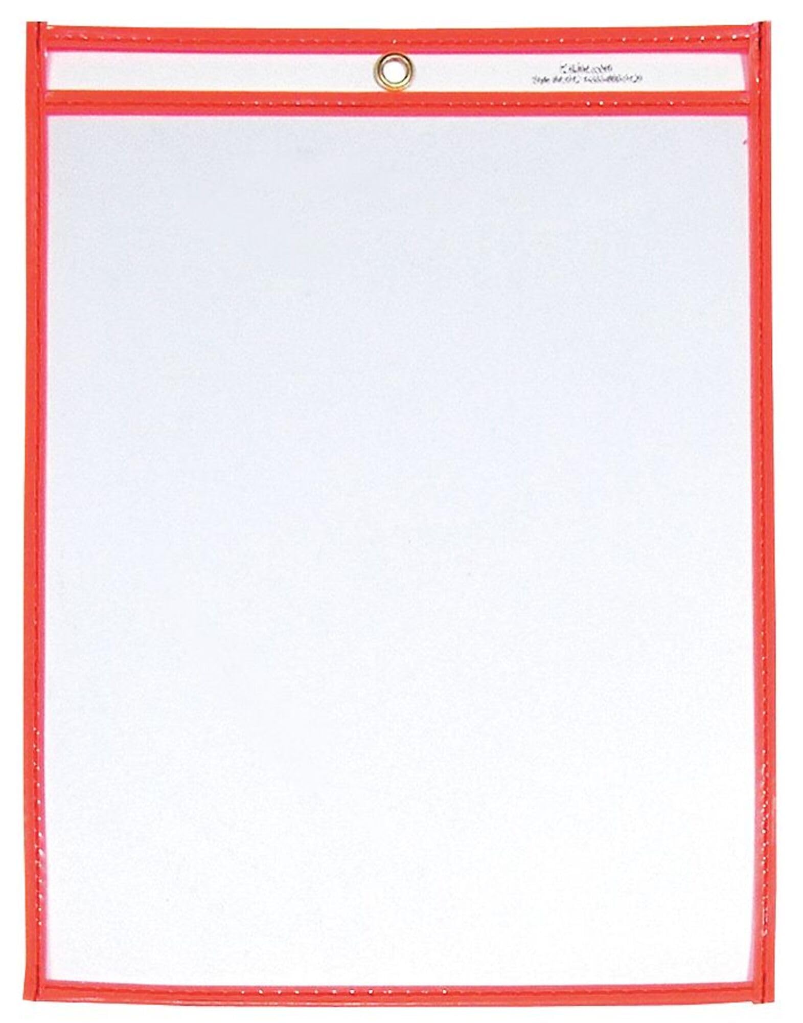 C-LineNeon Stitched Shop Ticket Holders, Orange, Both Sides Clear, 9 x 12 Inches, 15 per Box (43912)