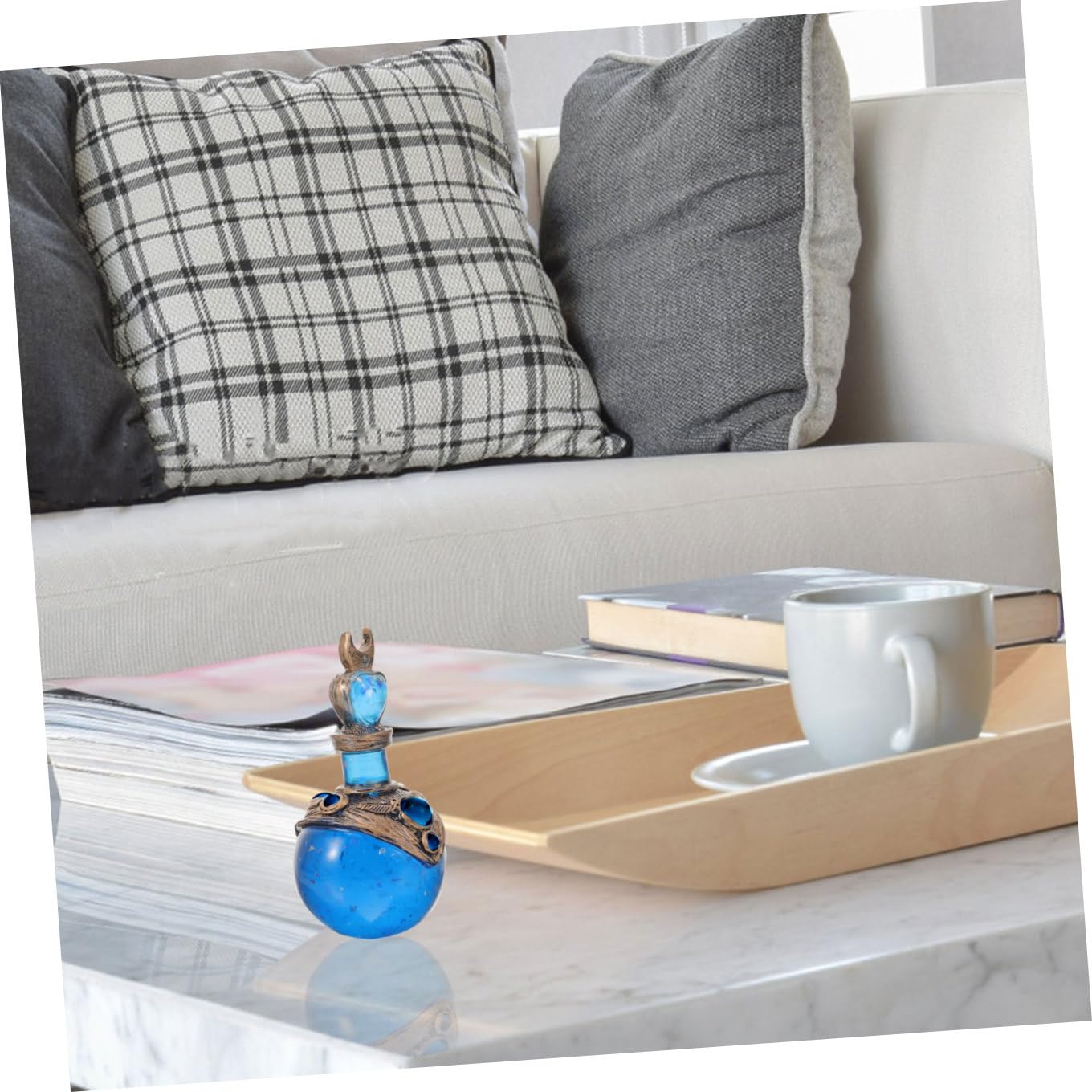 Meerjungfrauen Zaubertrankflasche aus Kunstharz Kreative Dekoration für Zuhause mit Glänzender Blauer Oberfläche Praktisches und Charmantes Design für Schreibtisch