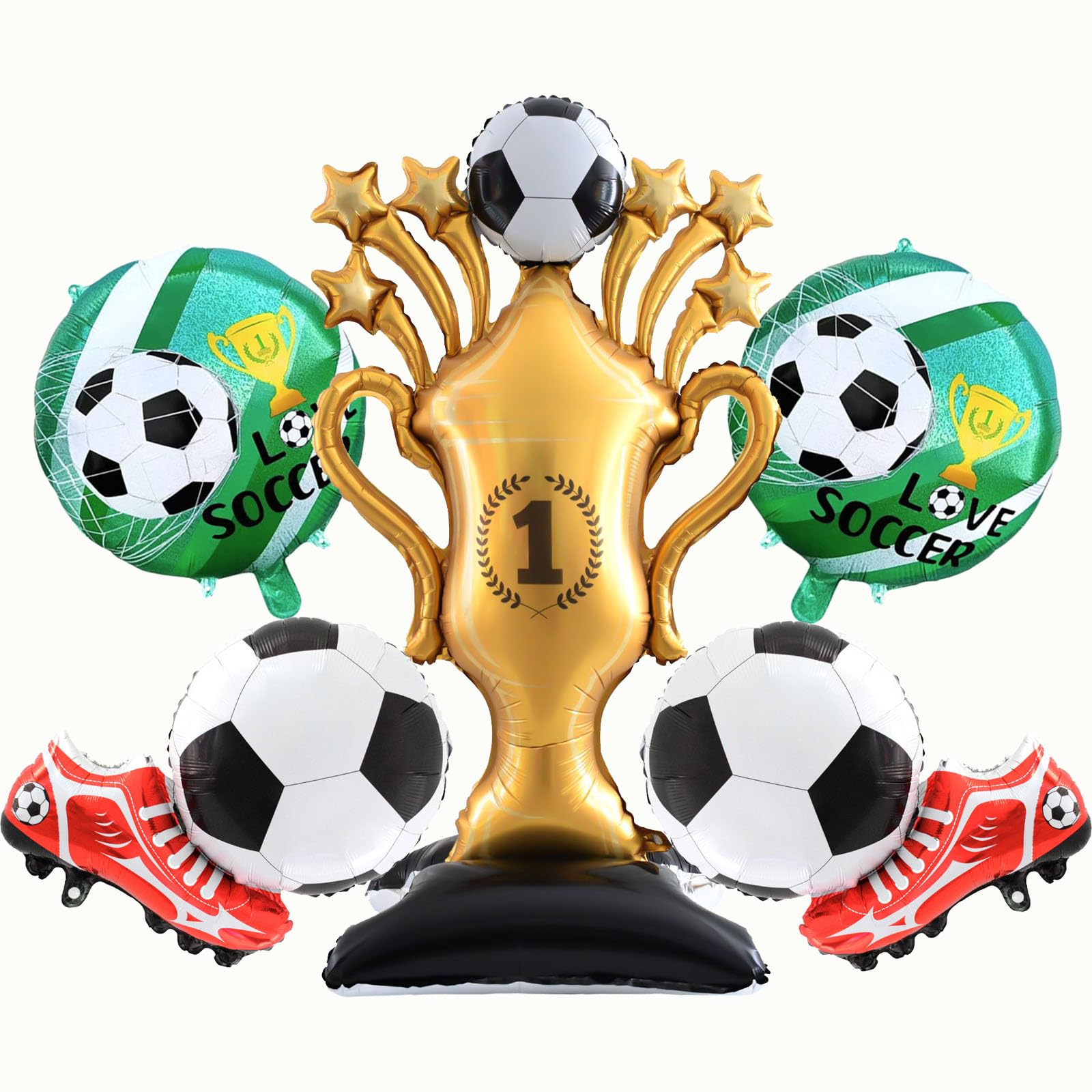 5 szt. Dekoracje balonowe na imprezę piłkarską | Trofeum czerwone buty piłka nożna balony foliowe na temat piłki nożnej urodziny, baby shower i uroczystości artykuły dekoracyjne