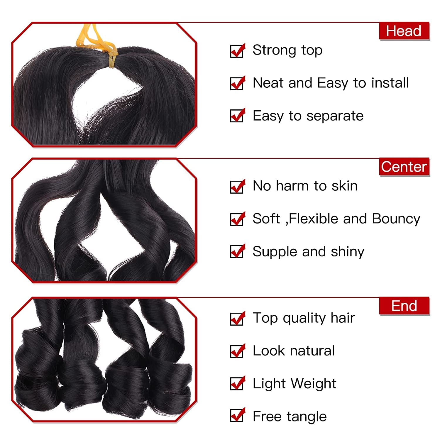 Xtrend 8 Packs 25CM Spanish Curly Braiding Hair Loose Wavy Hair Pre-Stretched Synthetic Hair Extensions for Box Braiding Crochet Hair 1B# - Image 2