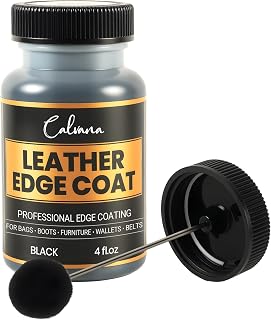 Black Leather Edge Coat with Built-in Applicator - Flexible, Water-Resistant Edge Sealer & Finish for Purses, Belts, Shoes, Bags, Furniture & More (4oz)