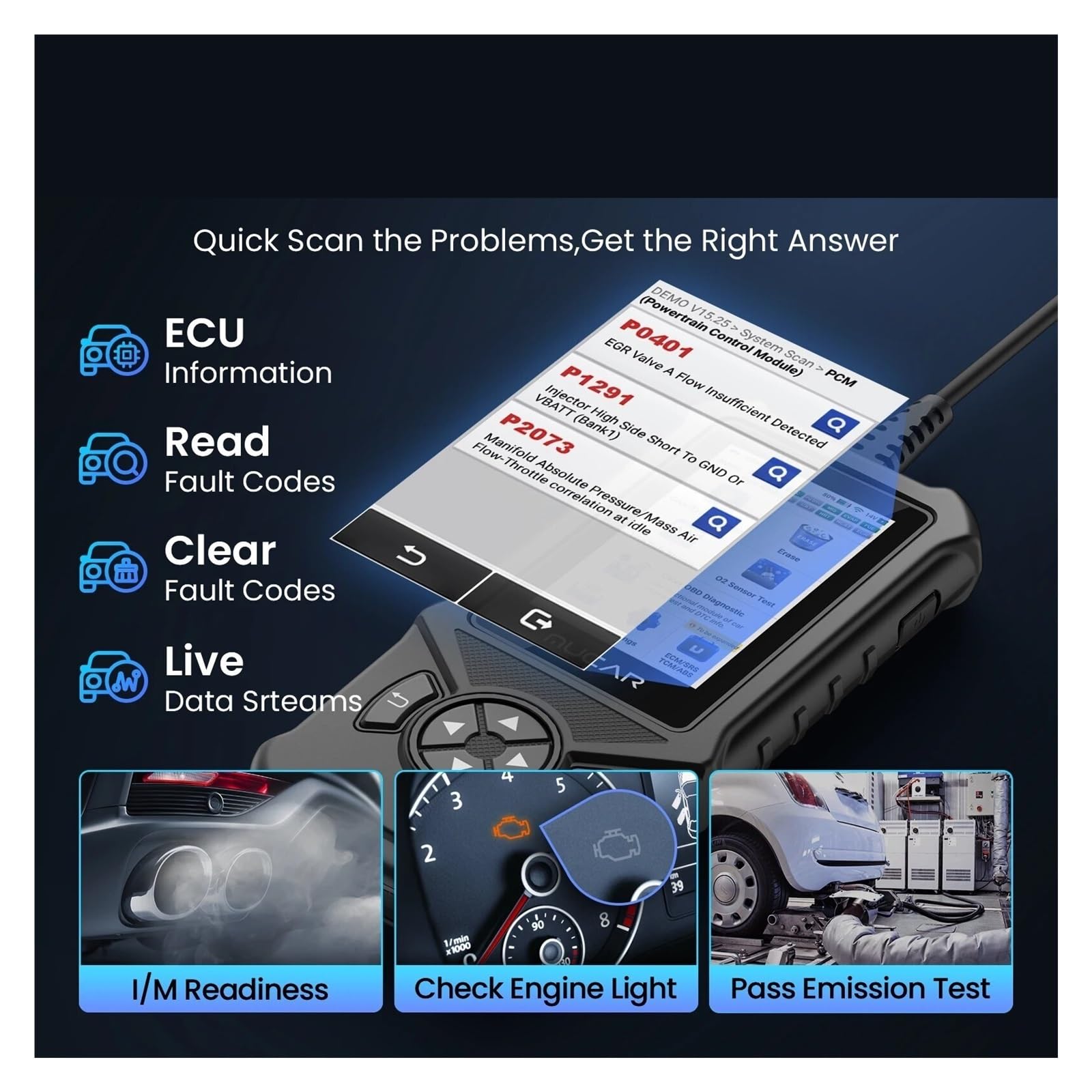CDE900 Auto OBD2 Scanner Silnik Airbag ABS System TCM Diagnose Code Reader Narzędzie diagnostyczne samochodu,Przyjazny dla użytkownika