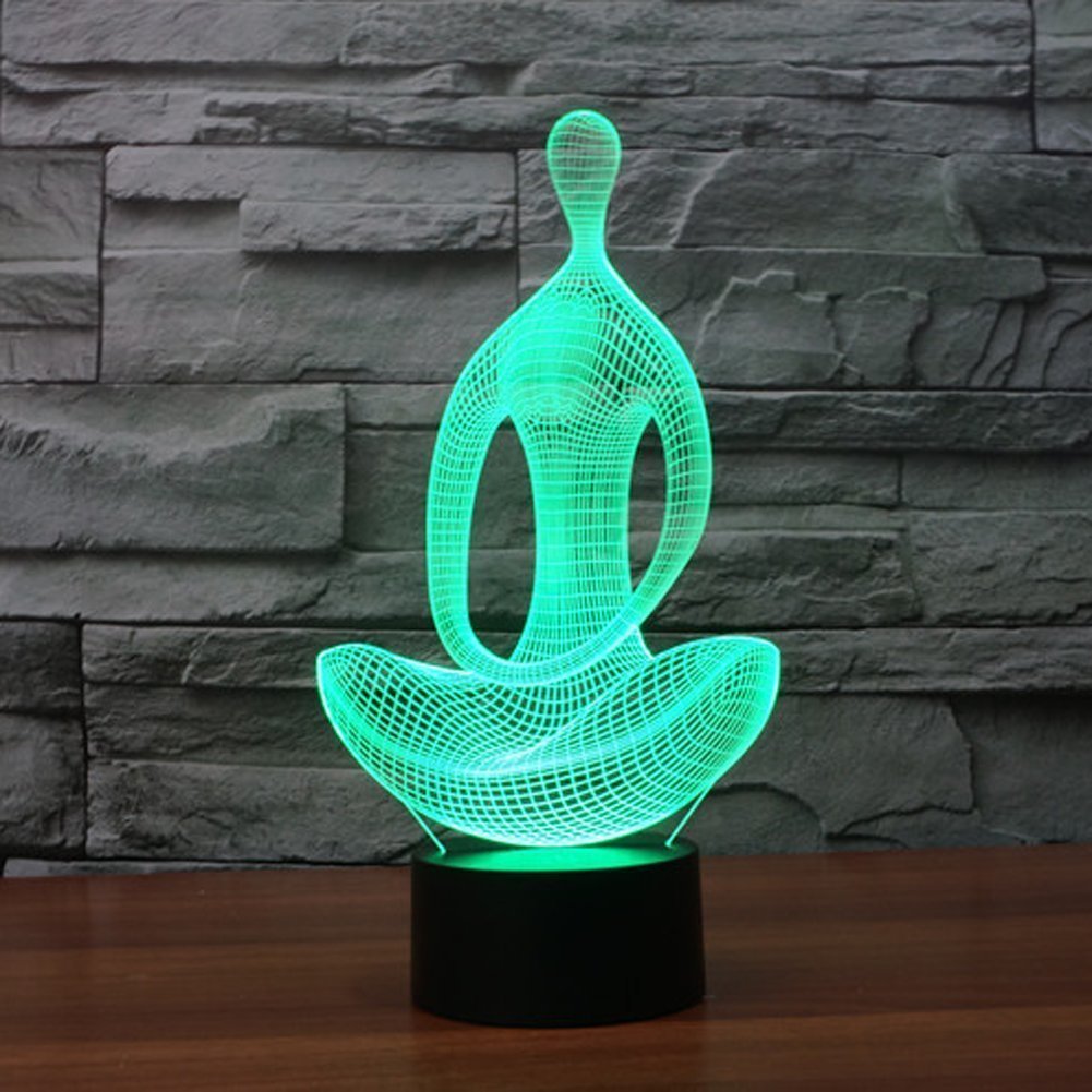 Veilleuse Méditation 3D Acrylique - 16 Couleurs, Télécommande - Lampe De Chevet LED Pour Chambre, Bureau, Cadeau