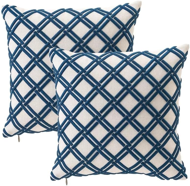 Miniatura 4 de Paquete de 2 fundas de almohada decorativas para sofá cama, 18 x 18 pulgadas, fundas de almohada de poliéster suave con cierre de cremallera oculto