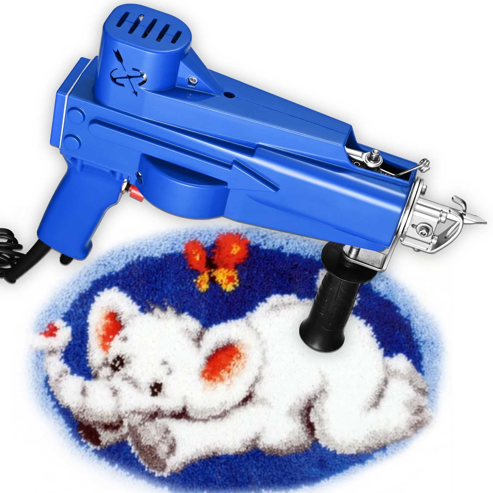 Tufting Gun 2 en 1,Aomdom Cut Pile Loop Pila Pistola de Alfombras 5-40 Puntadas/Seg Máquina de Tejer Alfombras 7-21 mm Rug Tufting de Flocado de alta Velocidad (azul)