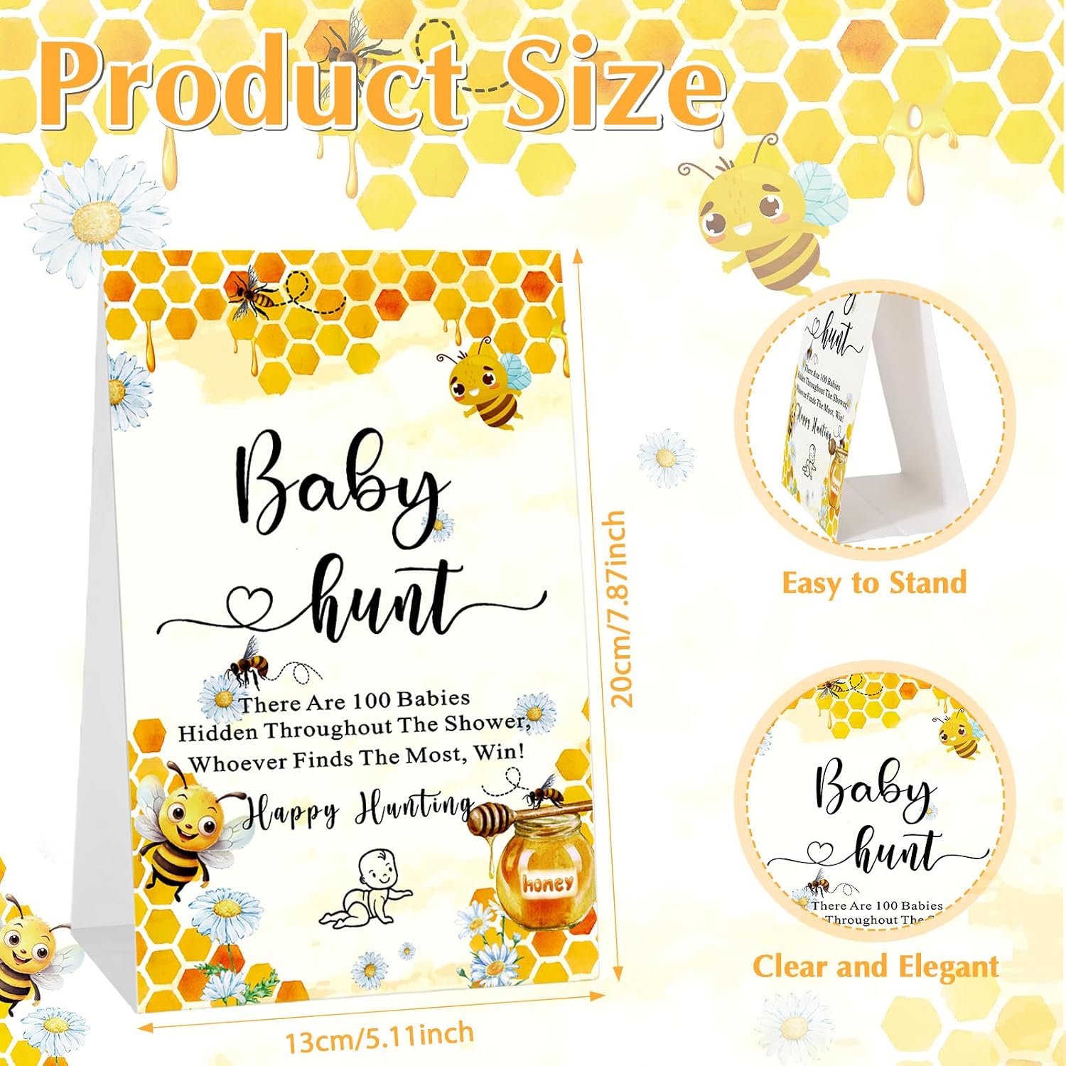 Gemscream 101 Pcs Baby Shower Hunt Game Plastic Babies, Bee, Yellow image 2