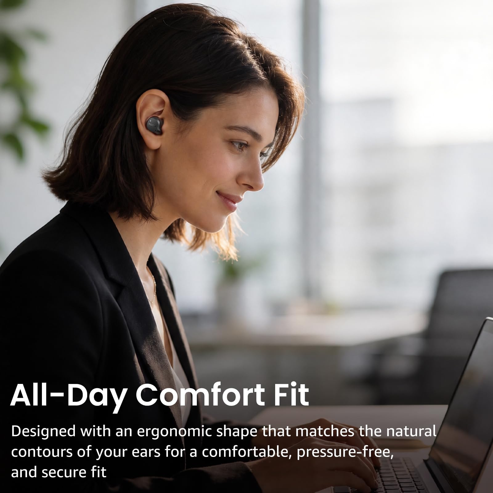 TOZO NC9 Cuffie Bluetooth 5.3 con ANC Ibrido, 6 Mics ENC | Suono OrigX 2.0, 60 Ore Modalità Trasparente, IPX8, Ricarica USB-C, Comode e Facili da Usare per Lavoro, Gioco e Commuting