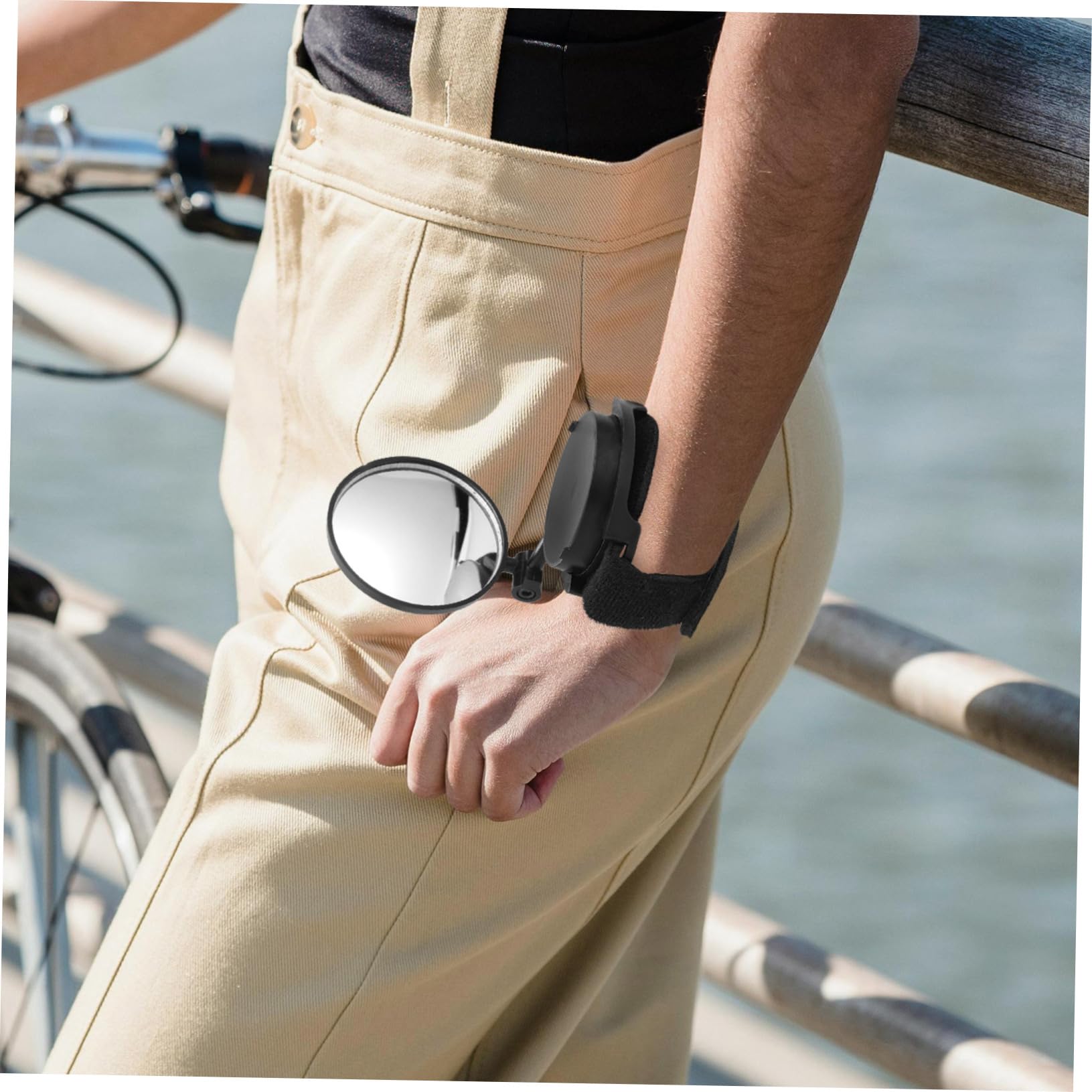 Happyyami 3pezzi Specchietto Retrovisore Per Bicicletta Manica Da Polso e Leggero Visibilità Completa Per Ciclisti Accessorio Per Ciclismo Sicuro e Pratico Rotazione