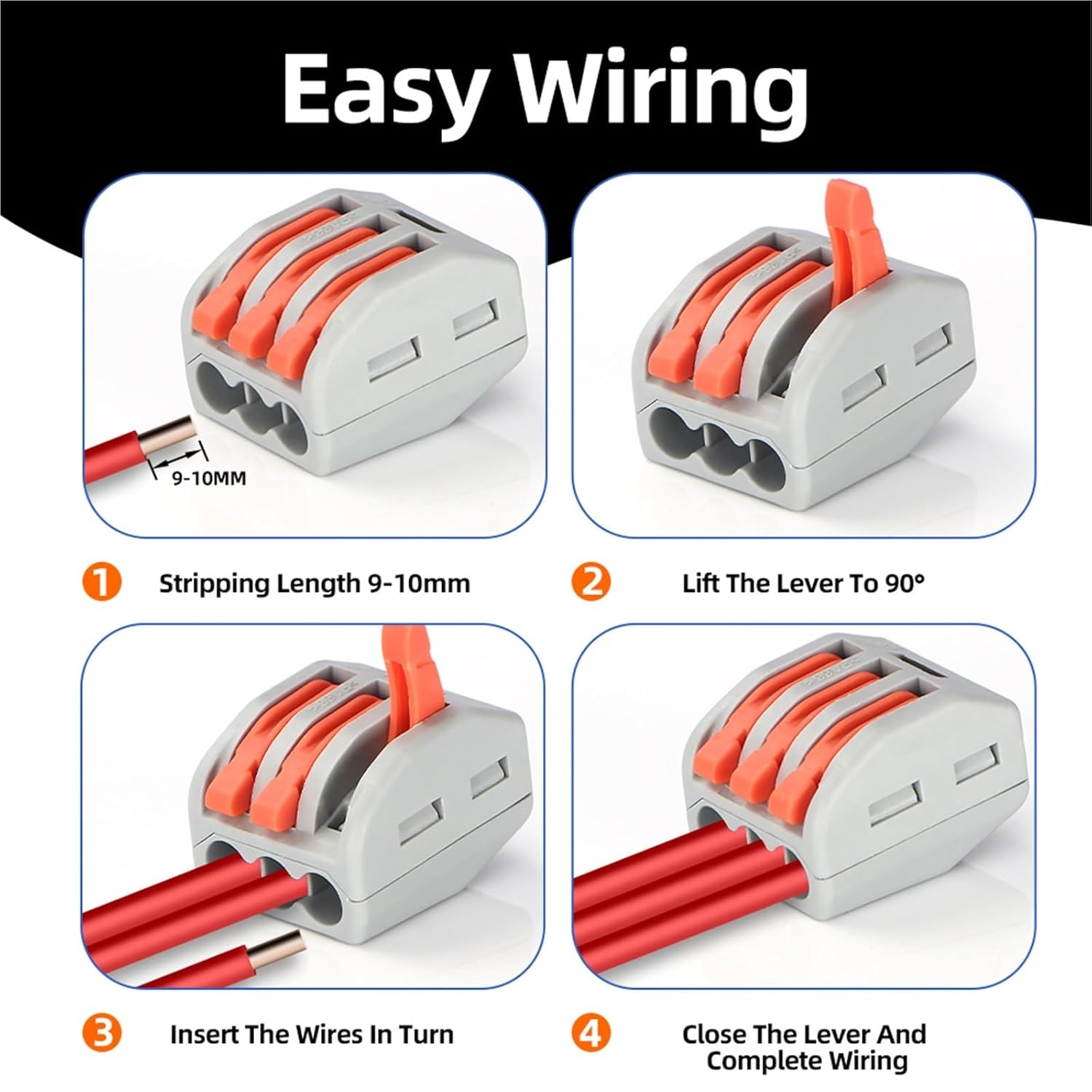 30PCS Lever Wire Quick Connectors PCT-212/213/214/215 250V 32A 0.08-4mm Clip-on Cable Home Combination Terminal Blocks(PCT-212(2P))