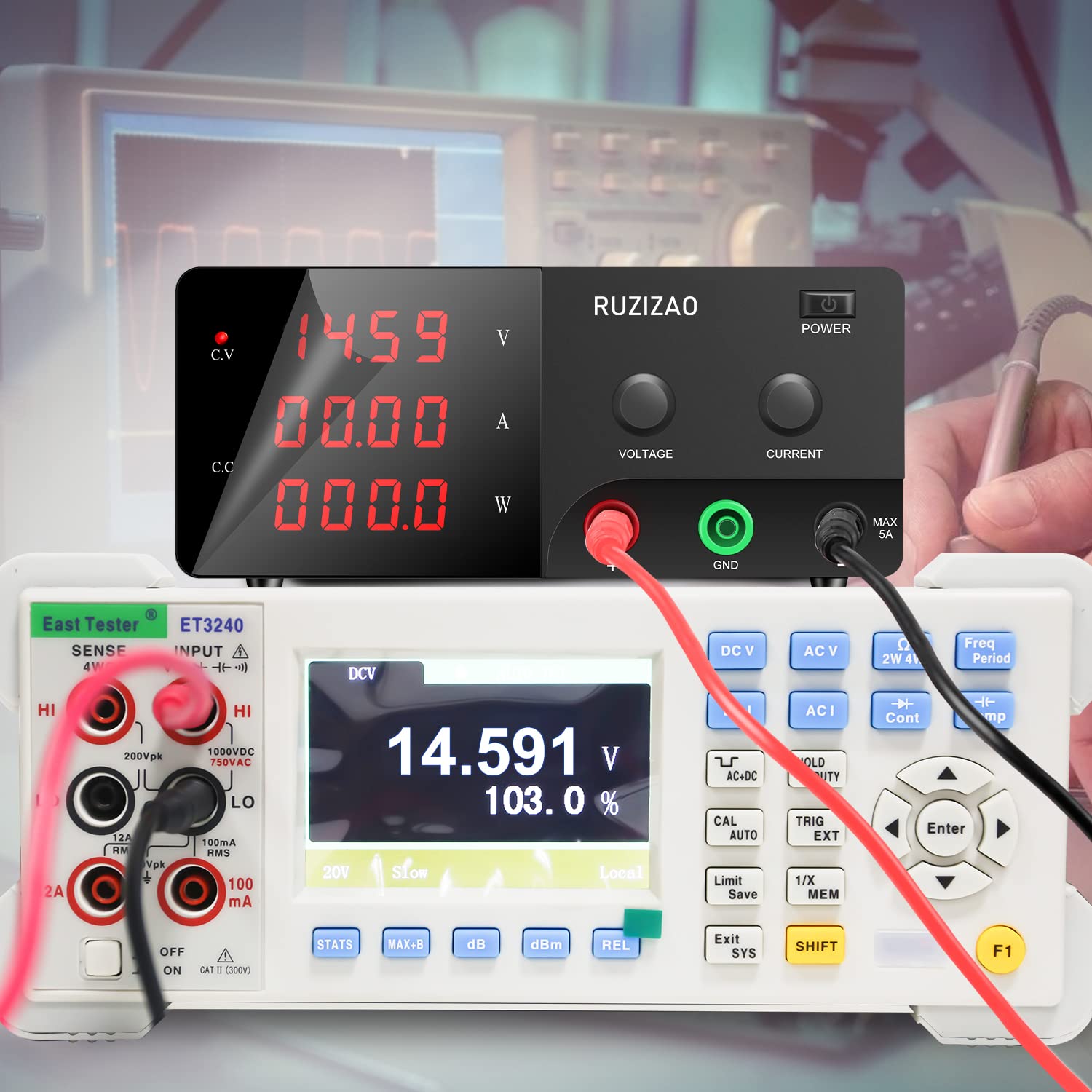Alimentatore da Banco 30V 10A, Alimentatore da Laboratorio Regolato con Encoder e LED Display a 3 Cifre, Alimentatore Banco Regolabile con Porta USB 5V/2A Alimentazione DC Regolabile da Banco