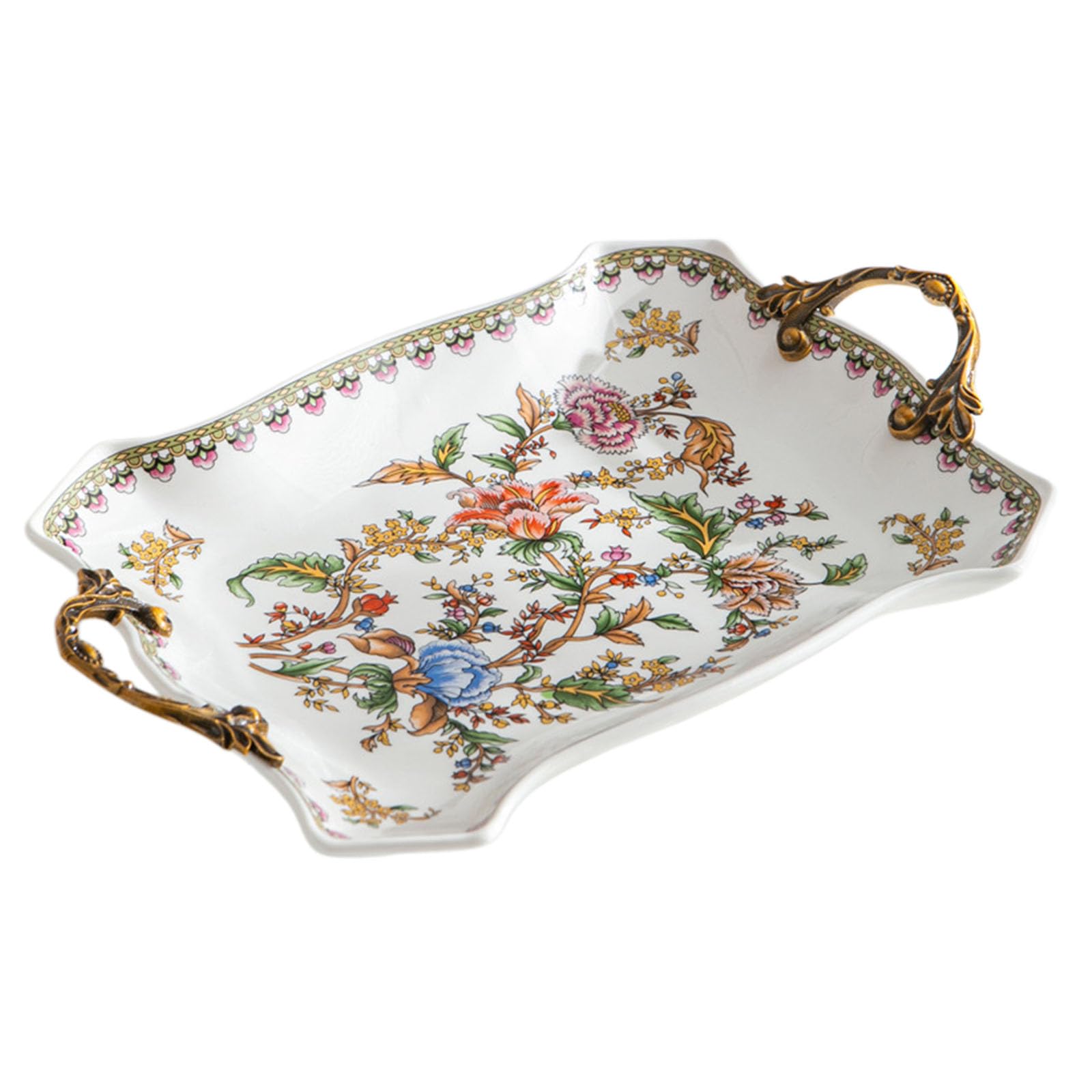 PANGBOER Premium Handcrafted Ceramic Fruit Dishes with Nonslip Design Retro Themed Snacks Tray Suitable for Parties Elegant Party Tray