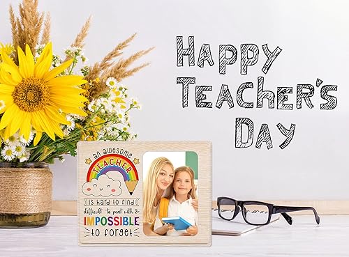 Miniatura 2 de D4DREAM Regalos de agradecimiento para profesores, marco de fotos personalizado de madera de 7 x 9 pulgadas, con capacidad para fotos de 4 x 6