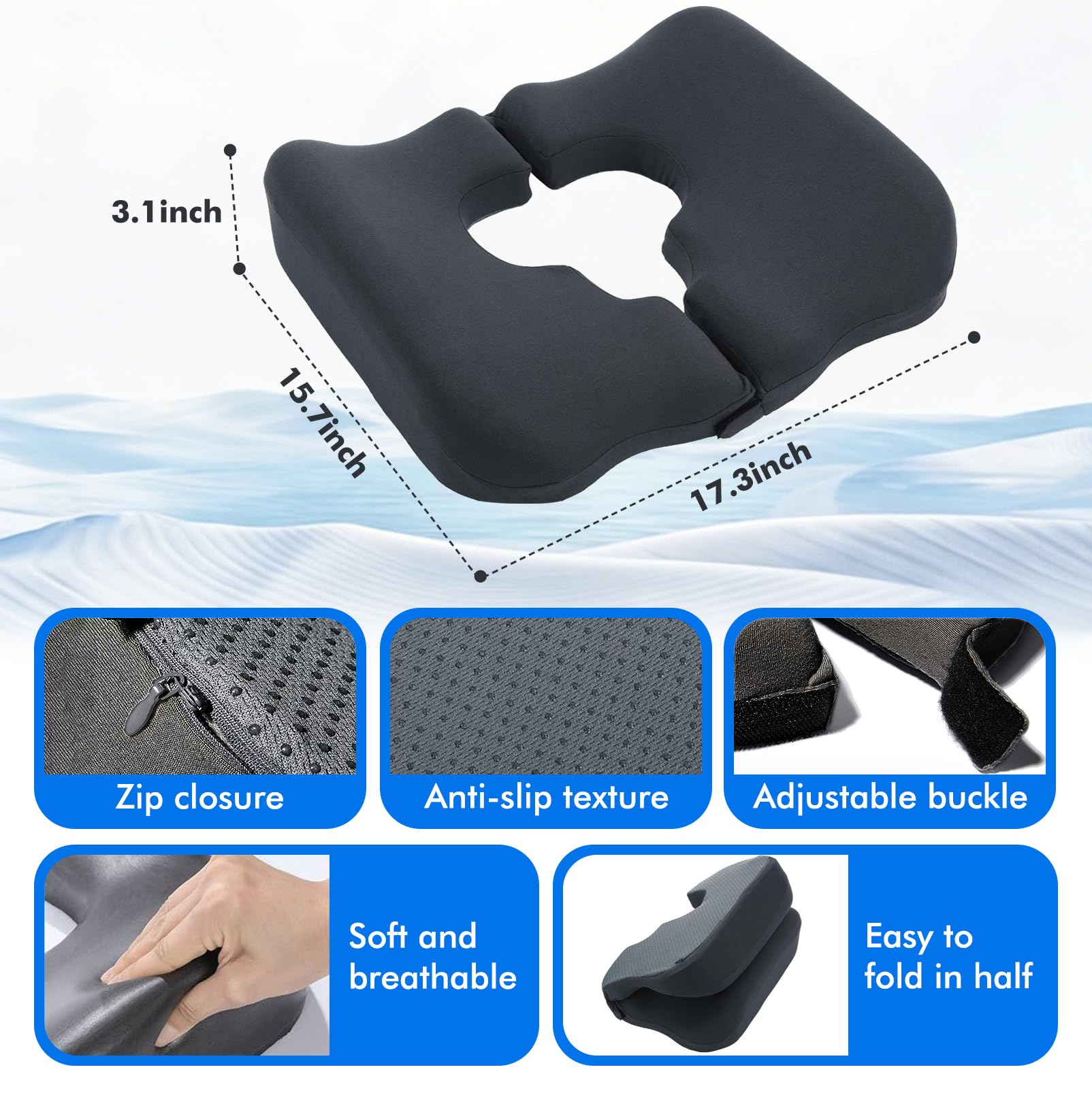 Cuscino Sedia Ufficio, Cuscino Emorroidi, Ciambella per Sedersi | Cuscino Coccige,Cuscino per Sedile Forma di t per Alleviare la Pressione, Cuscino per Sedile di Sedia da Auto/Sedia a Rotelle