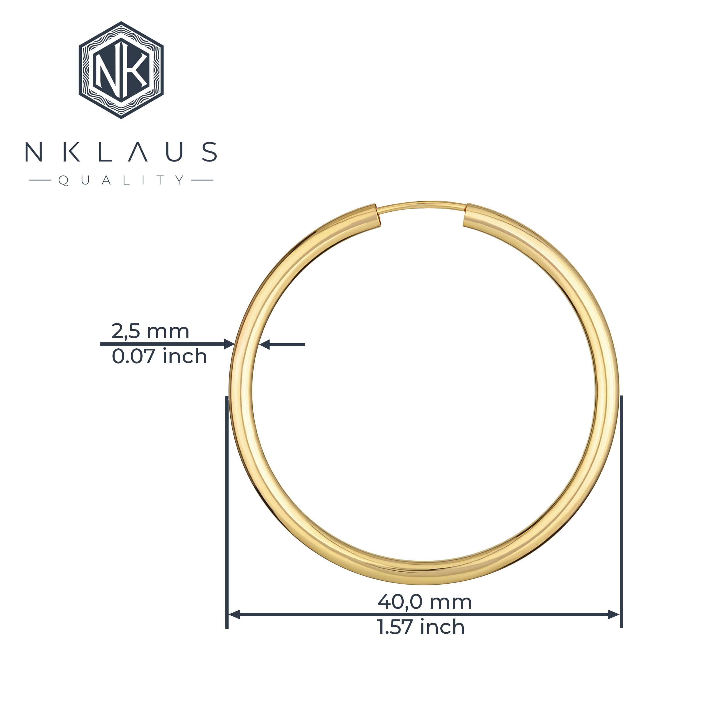 NKlaus pojedyncze złoto 333 żółte złoto Creole kolczyki kolczyki okrągłe złoto 40 mm 9017