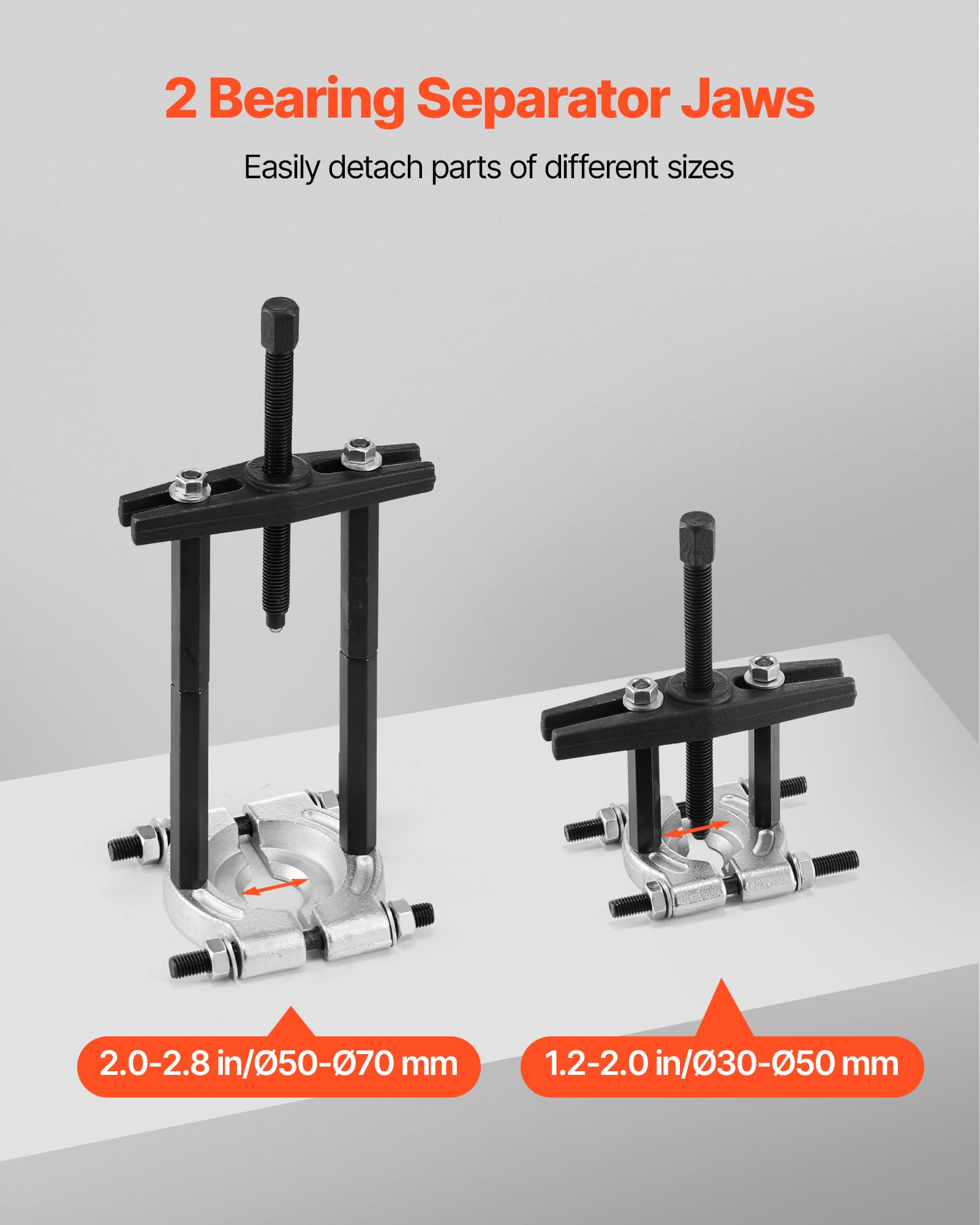 VEVOR Kit di Estrazione Cuscinetti Separatore 14 Pezzi capacità 5 Tonnellate, Kit di Rimozione Cuscinetti a Pignone con Ganasce Set di Estrattori Utensili per Divisione, Kit Utensili per Autoveicoli