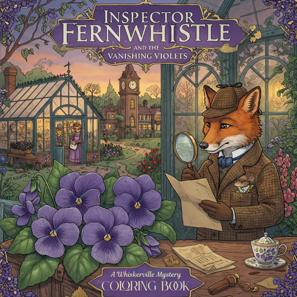 The Whiskerville Mysteries: Inspector Fernwhistle and the Vanishing Violets: Book 2 in the Cozy Mystery Coloring Series for Adults - Color Your Way ... Coloring books with cozy detective story)