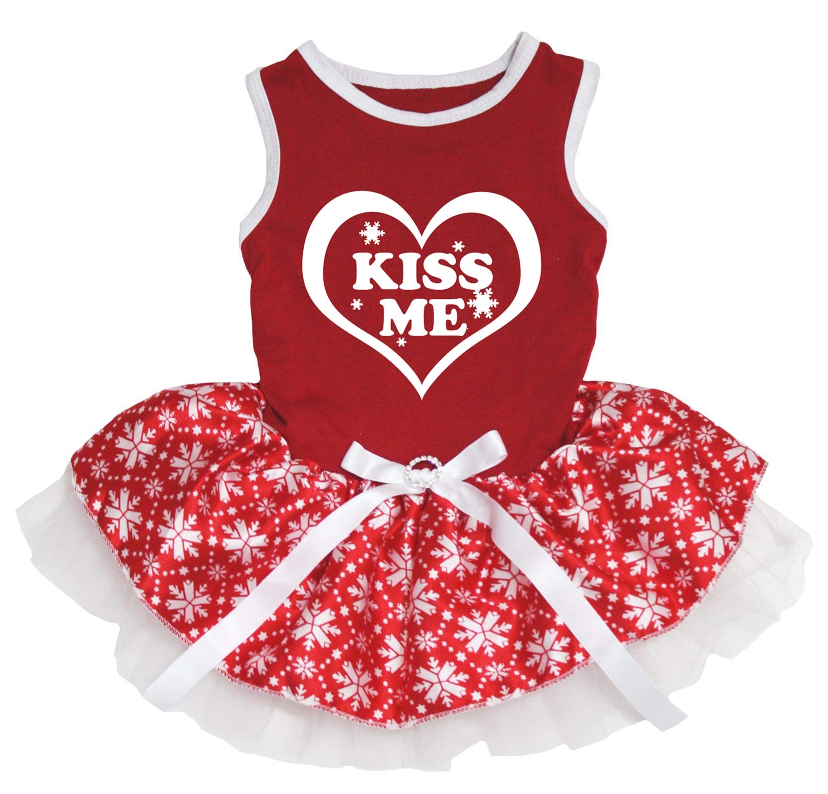 Robe pour chien Kiss Me Heart Rouge motif flocon de neige Taille S