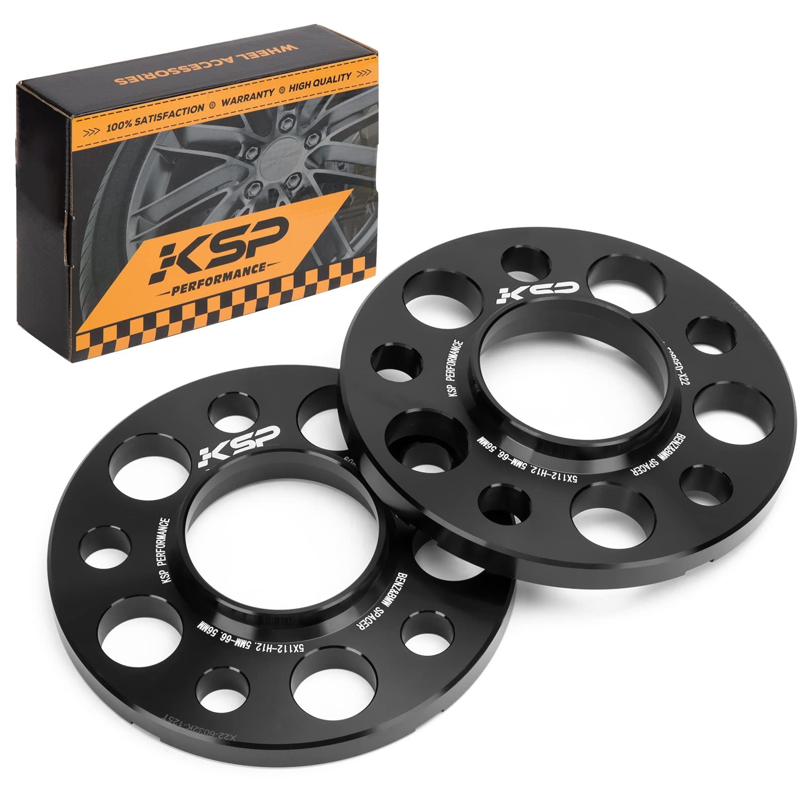 KSP 5x112 to 5x112 Wheel Spacers for Mercedes-Benz, 12mm Hubcentric Wheel Spacer for W204 W208 W209 W216 C300 C350 C63 AMG, Forged 5 Lug Tuning Spacer with 66.56mm Hub Bore, 6061T6 Aluminum Black 2PC
