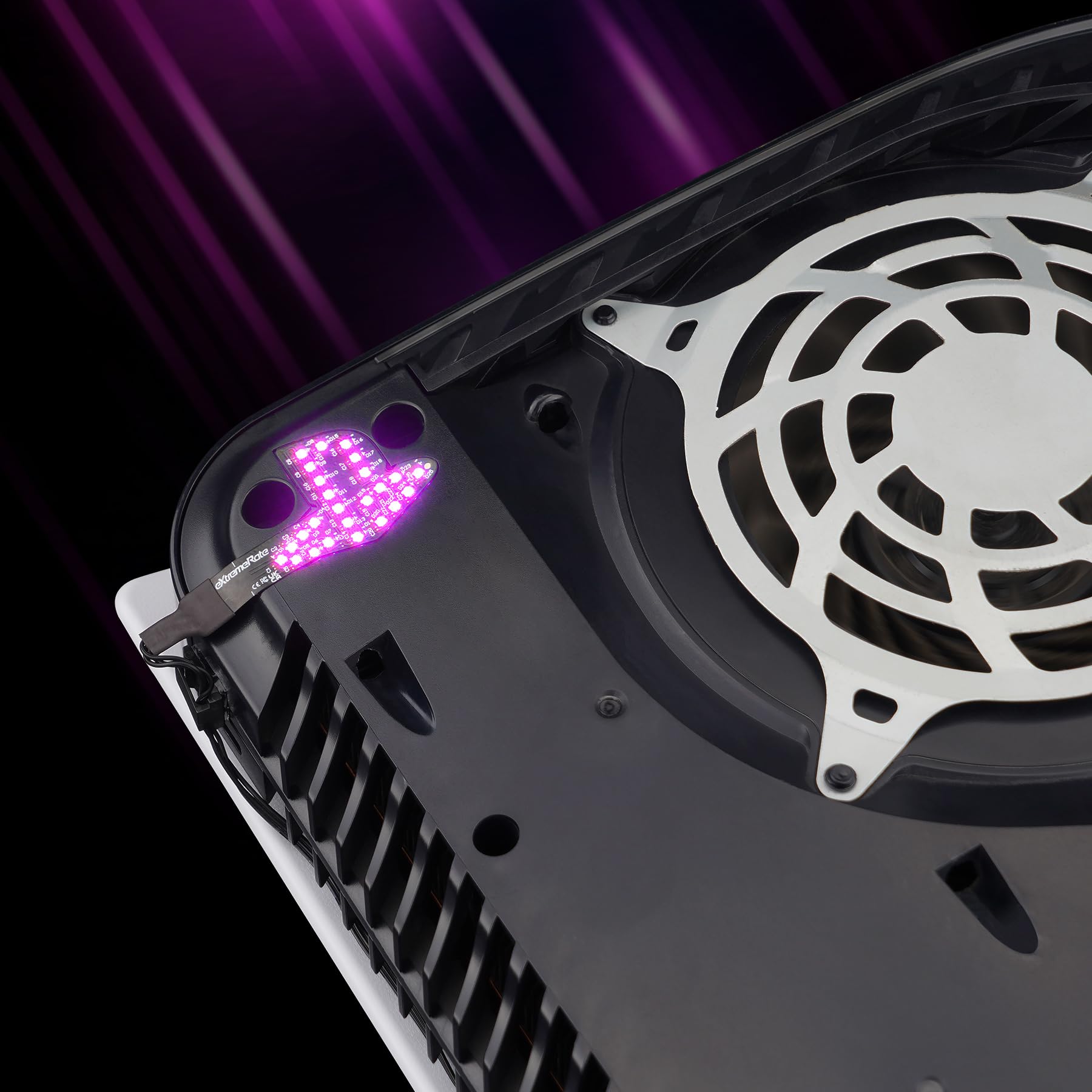 eXtremeRate RGB Rainbow Logo LED Kit für ps5 Konsole (2020 CFI-1 Series), 7 Farben 40 Lichteffekt Logo-LED Beleuchtung Kabel Zubehör für ps5 Disc & Digital Console