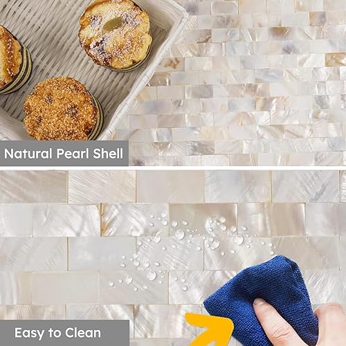 Miniatura 5 de Diflart Azulejo de mosaico de madreperla para cocina, baño, decoración de pared, paquete de 6 hojas