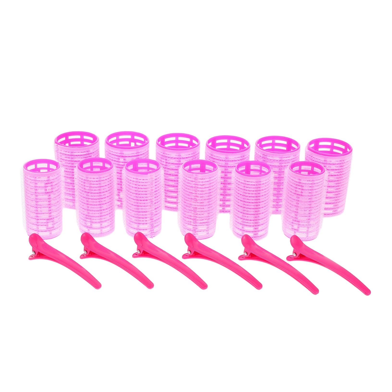 FRCOLOR Plastic Hair Curler Set 18 Pieces Clips Rollers for Women Small Medium Sizes for Bangs Long Hair