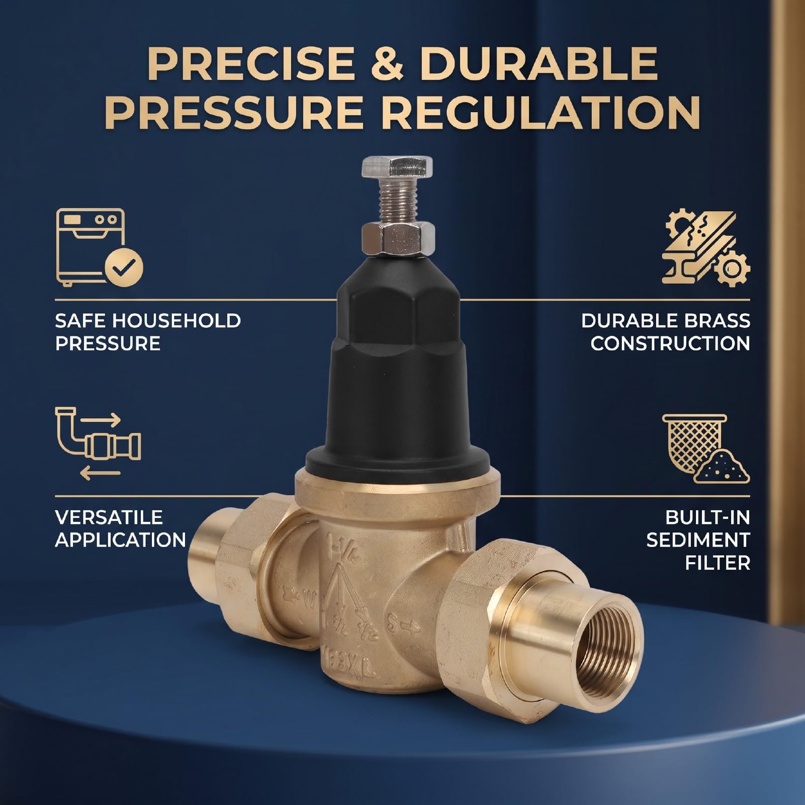 Valvola Riduttrice di Pressione Dell'acqua, Regolatore di Pressione con Doppia Filettatura FNPT da 3,4 Pollici, for Casa Irrigazione Caldaia Giardino