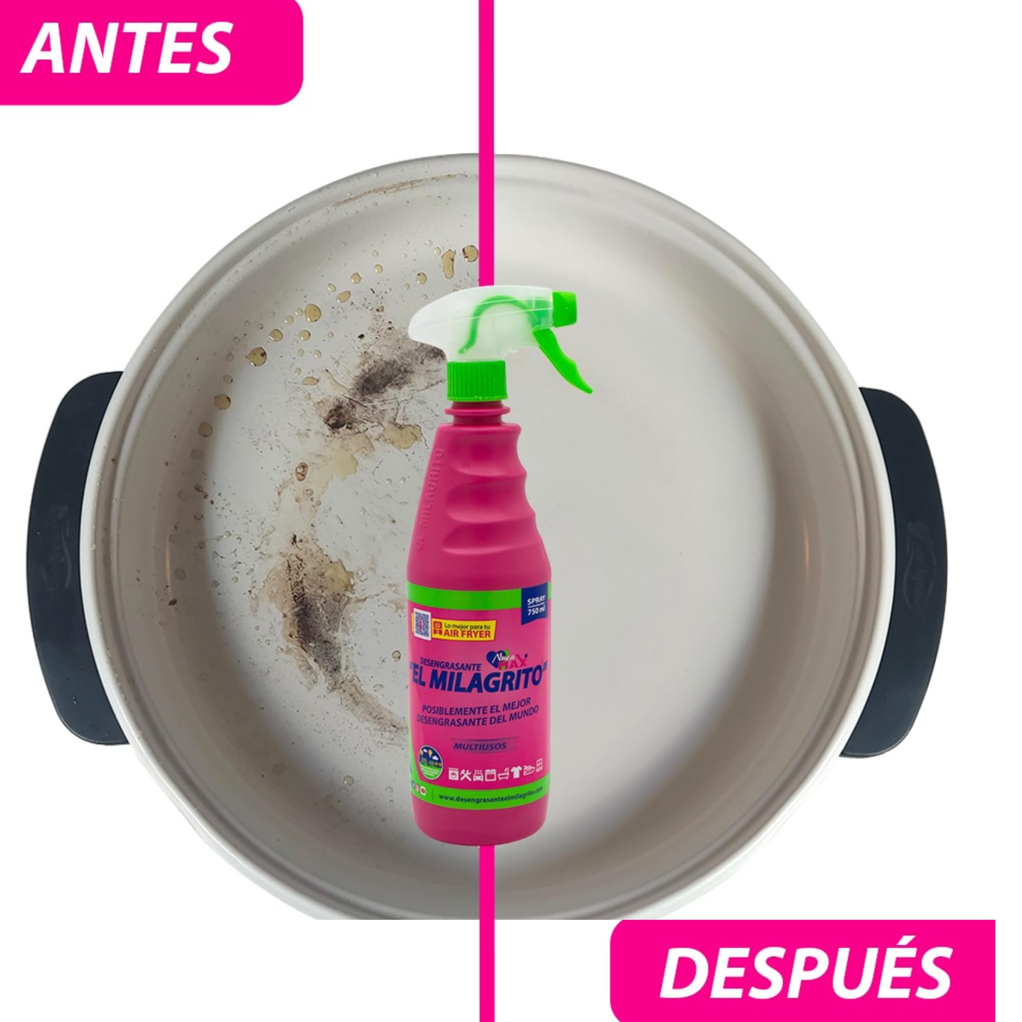 Pack Quitagrasas ElMilagrito 5 L + Quitagrasas 750ml + Bayeta Microfibra 30x40cm + 2 Esponjas Frota Max | Potente Desengrasante Multiusos para Cocina, Hornos, Microondas, Industrial y Más