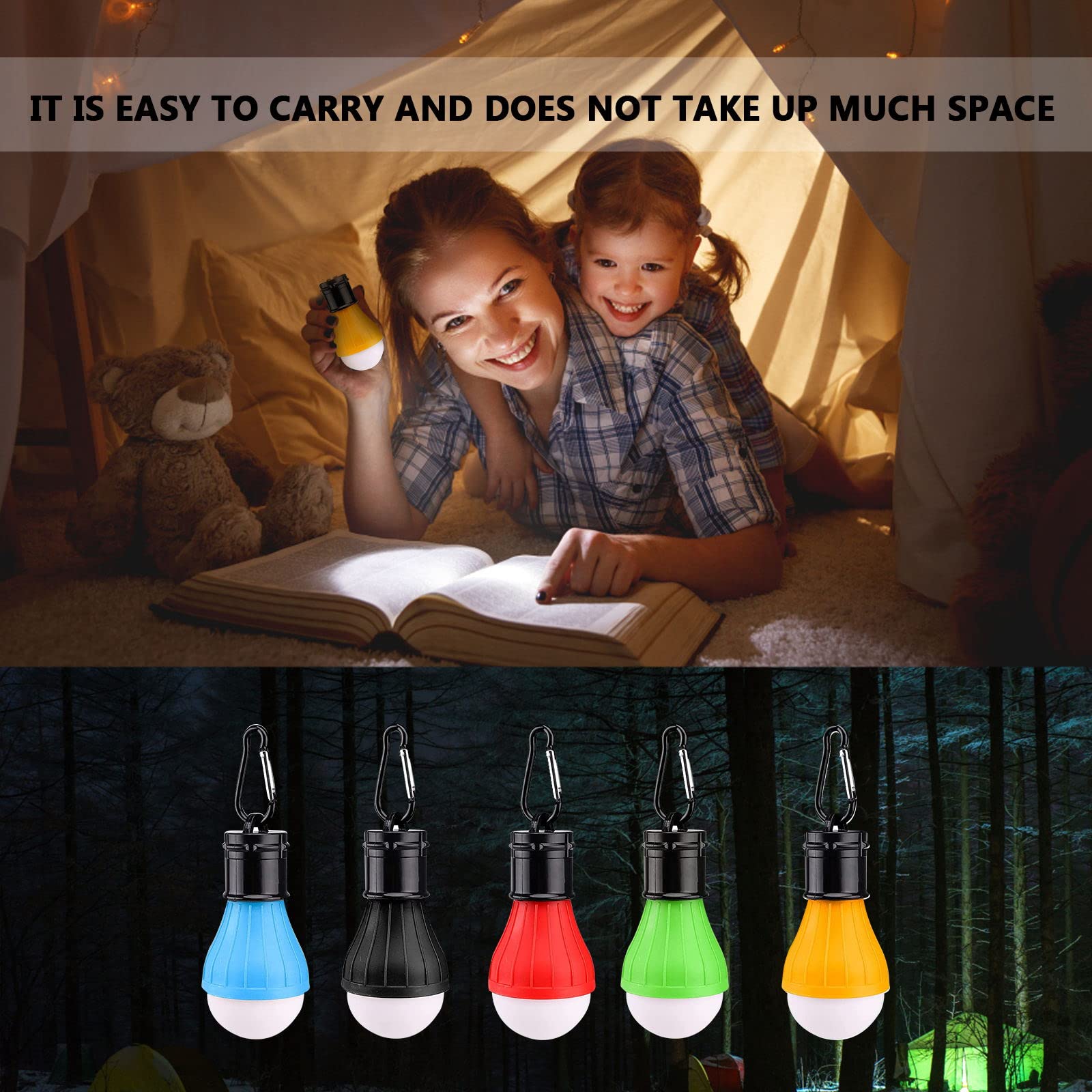 Lot De 5 Lampes De Camping LED TNSLAND - Étanches, 3 Modes (180 Lumens) - Pour Tente, Randonnée, Urgence