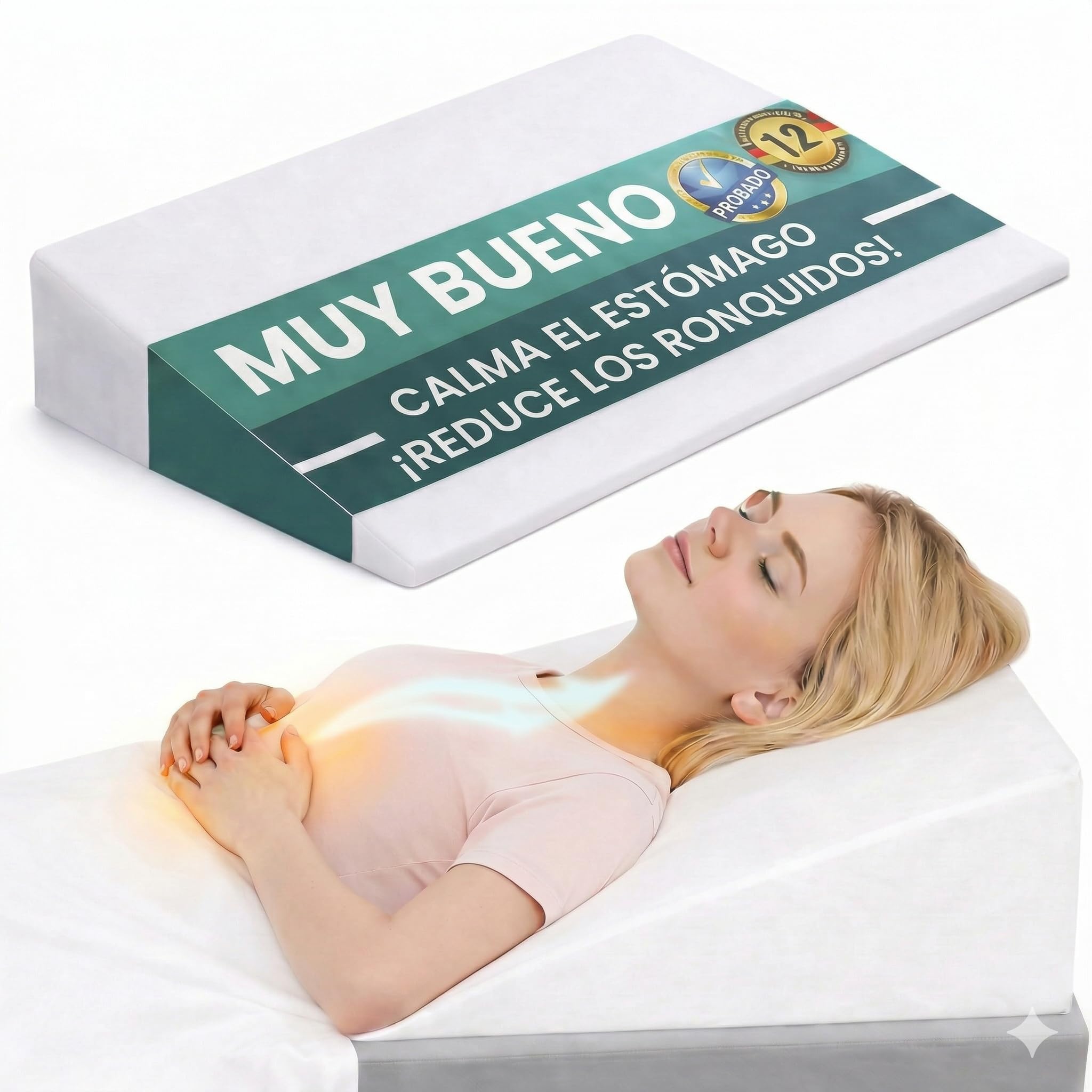 Almohada Cuña Cama para noches tranquilas & bienestar digestivo – Cojín Triangular & Respaldo Cama para respiración nocturna mejorada – Cojín Lectura para leer cómodamente – Certificado OEKO-TEX