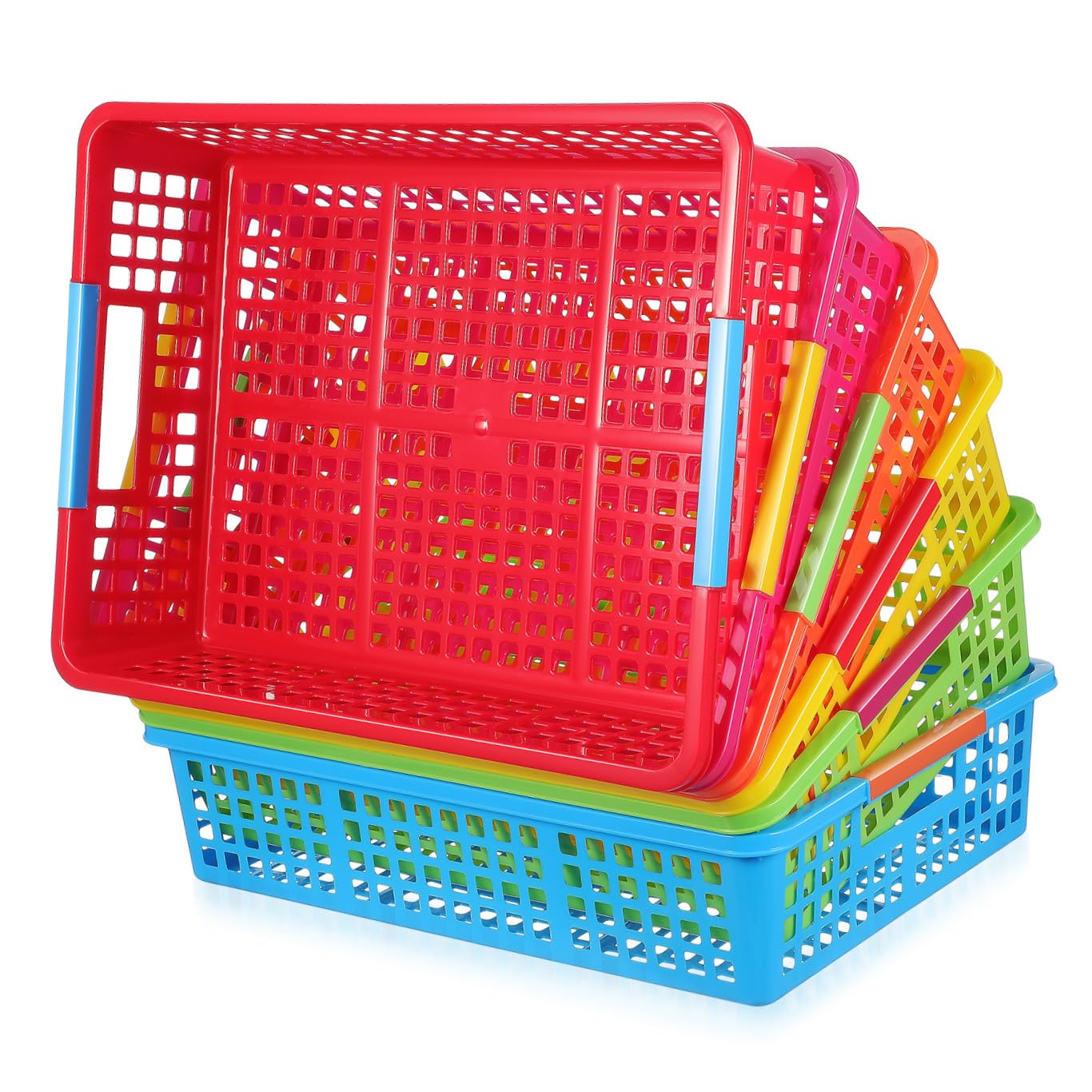 Cabilock 6 Piezas Cestas de Almacenaje para Escritorio Plástico Organizador para Aula Hogar y Oficina Apilable y Duradero