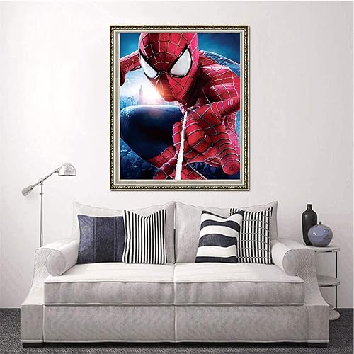 Miniatura 3 de Meetmugum Kit de pintura de diamantes 5D de Spidermans, kit de pintura de diamante redondo completo por números, rompecabezas de punto de cruz,