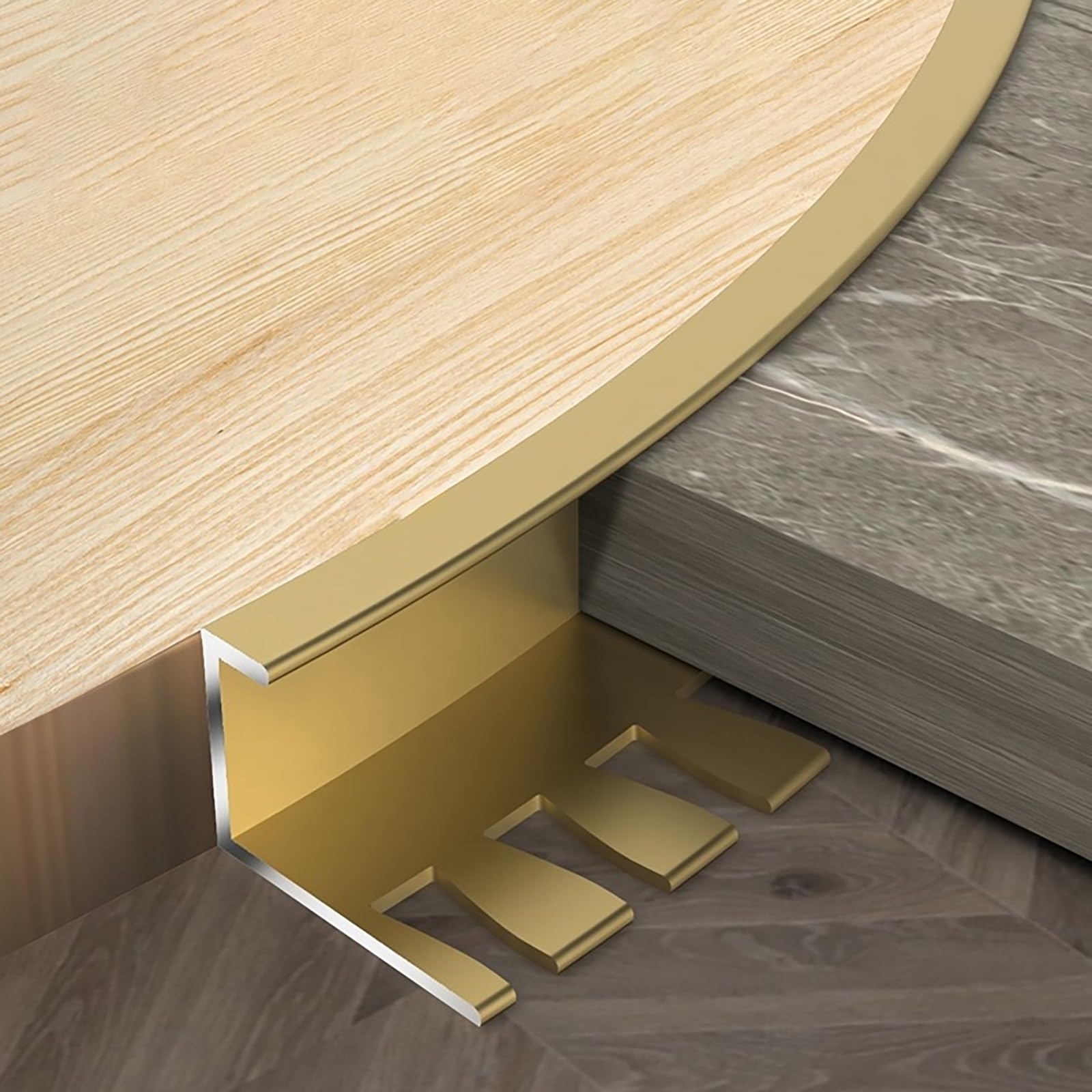 Raouoae Durable Tile Edge Protection 135cm, 2 Pieces Bendable Stair Edge Rail For Indoor & Outdoor Stairs, Tile Trim For Stair Edges, Corner Protector(Gold,H:15.5MM)
