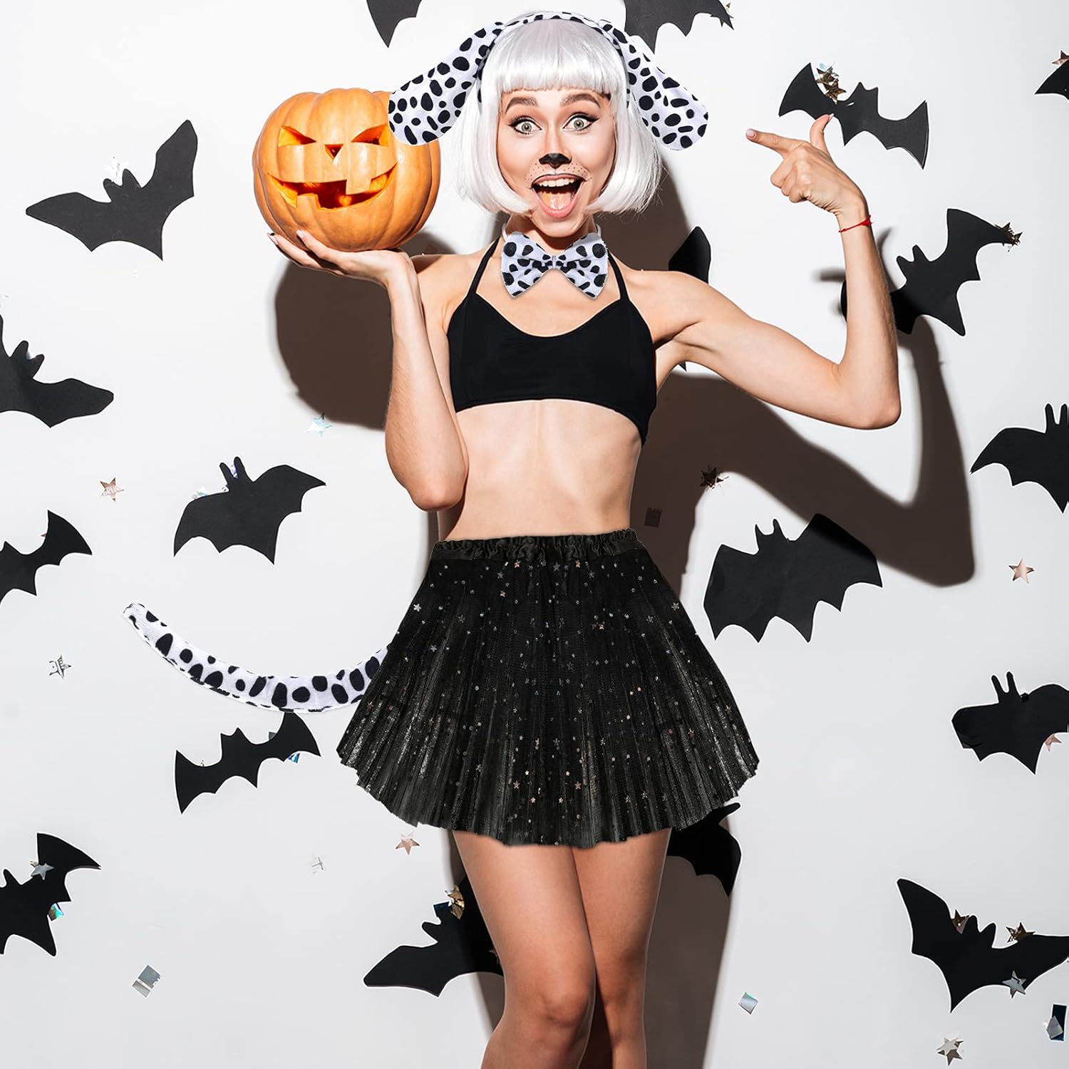 SATINIOR 2 Sets Puppy Dog Costume Animal Dalmatian Dog Costume Set Ear Headband Dalmatian Tutu Dress for Kids Girls Cosplay Party Costume Accessories - Image 7