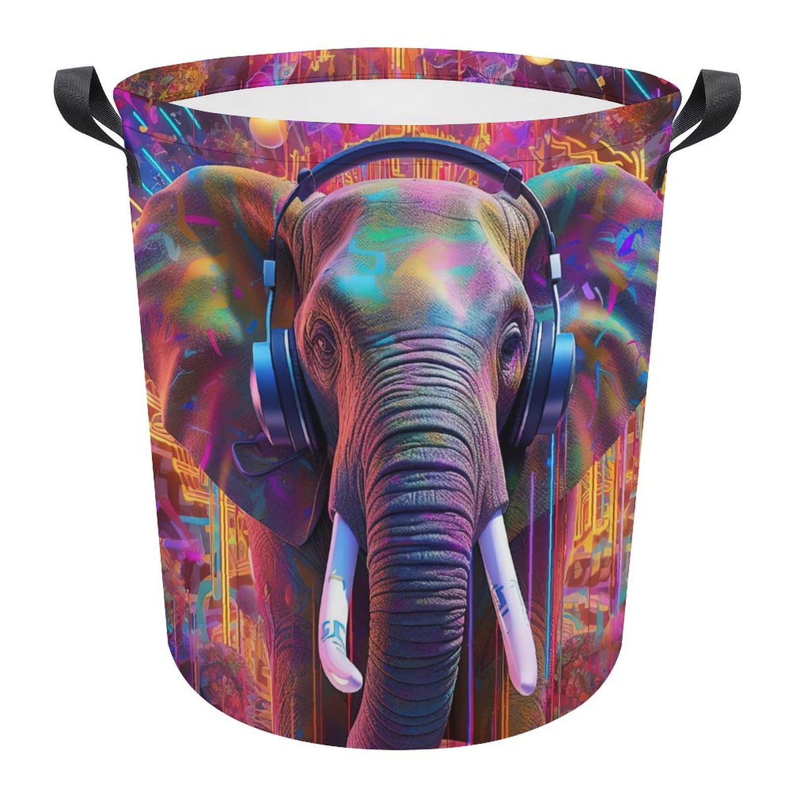 Cesta para la colada de elefante africano cubo de ropa sucia bohemio para dormitorio 34x42cm