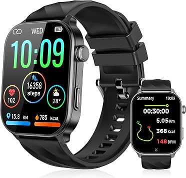 Smart Watch for Men, 2.01'' GPS Fitness Tracker with Bluetooth Calls, Black | 24/7 Heart Rate, Sleep & SpO2, 110+ Sport Modes, 2.01" Touchscreen, Notifications, Step Counter, 1ATM Waterproof, Android/iOS