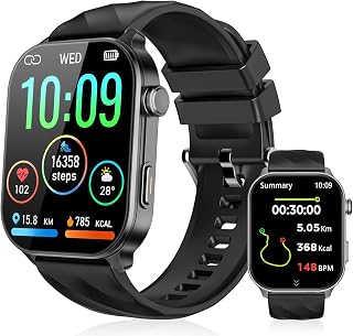 Reloj Inteligente Hombre Mujer, 2.01" HD Smartwatch con GPS, Negro