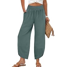 Lepunuo Womens Baggy Wide Leg Pants Summer High Waisted Palazzo Pants Beach Vacation 2026 Casual Trousers with Pockets