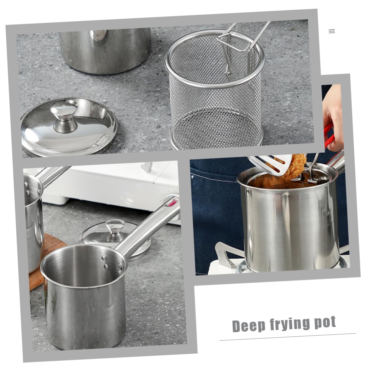 GLEAVI 1 Set Stainless Steel Deep Fryer Pot Multi Purpose Kitchen Frying Pan for Fried Foods Heating Milk and More Compact Design with Easy to Clean Surface Portable Fryer for Home Use