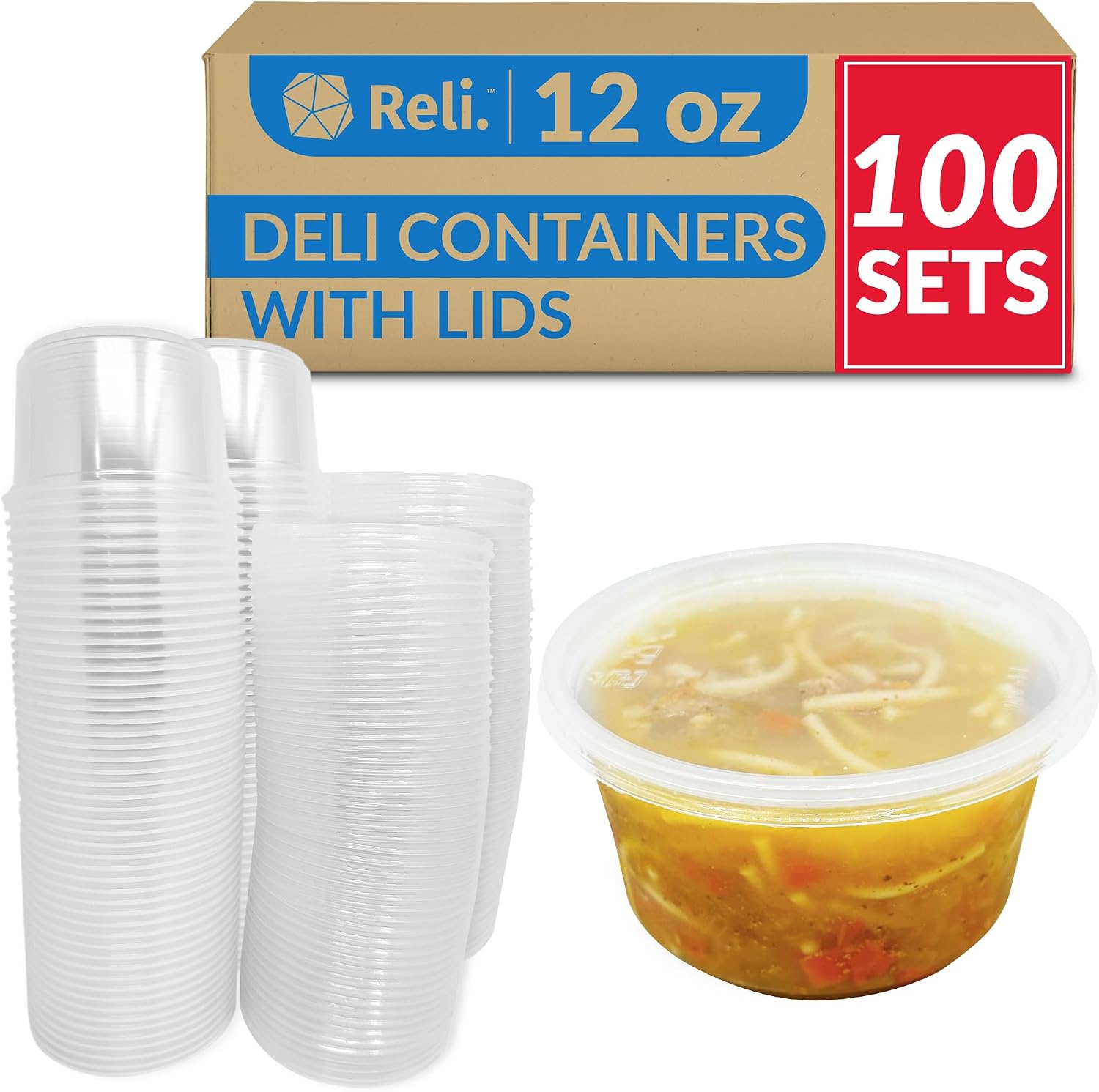 Container 12 Go Amazon.com: Reli. Deli Containers with Lids (100 Sets Bulk), 12 oz ...