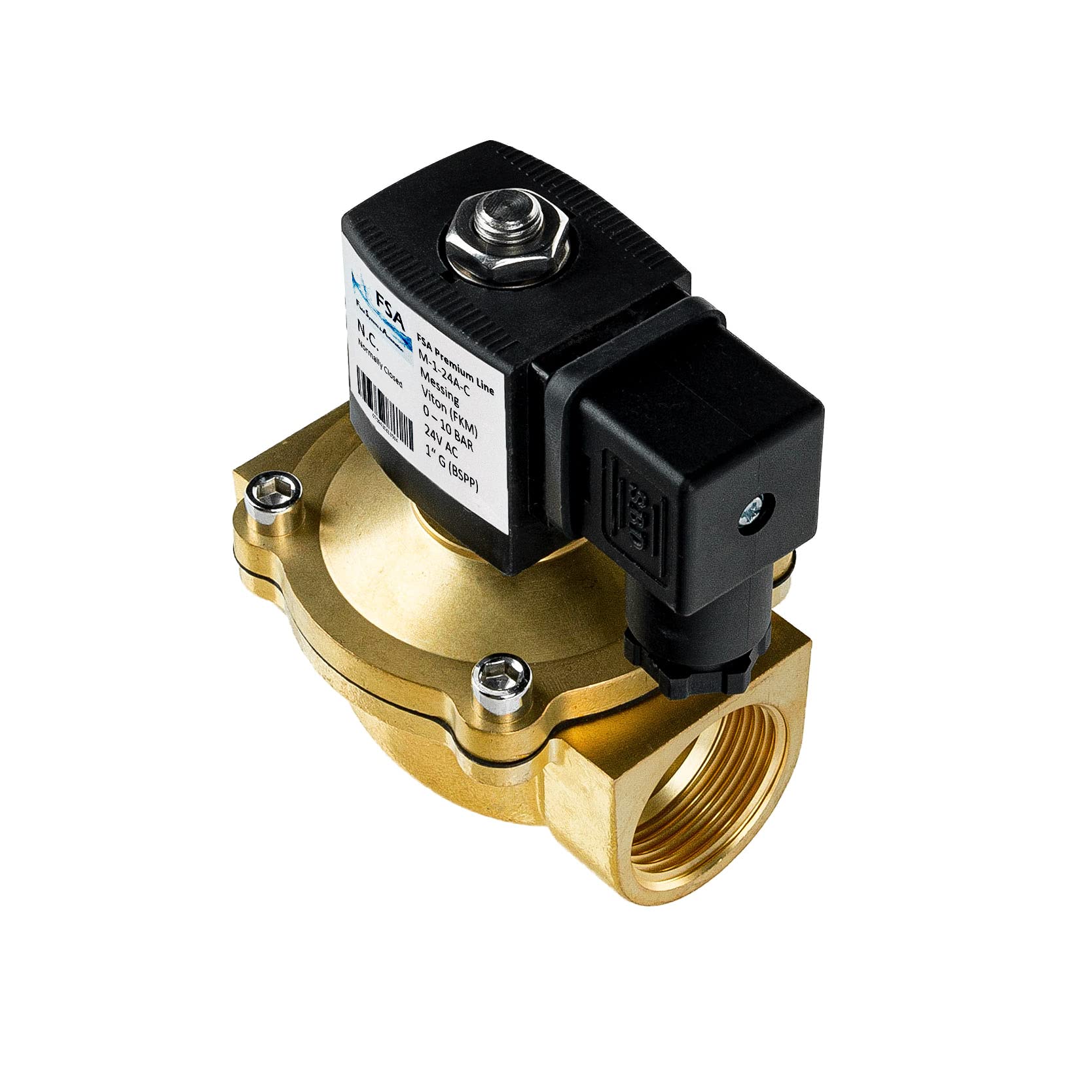 FSA Elettrovalvola in Ottone 1" 24V AC 0-10 bar Viton normalmente chiusa