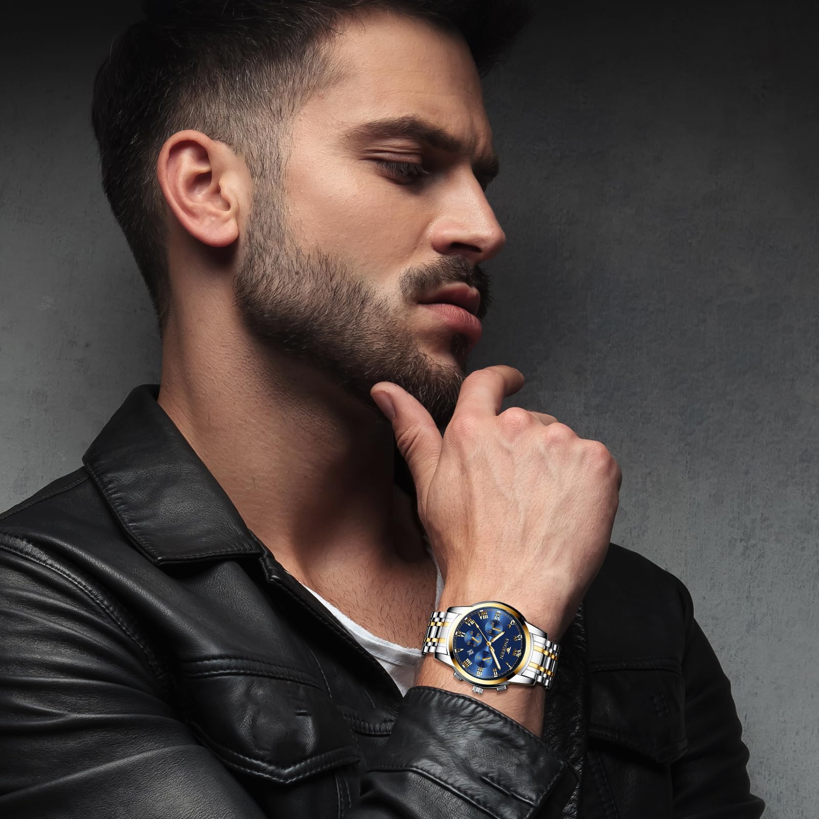 JewelryWe Reloj de vestir de acero inoxidable: reloj de pulsera para hombre y mujer, tono dorado y plateado, luminoso, analógico, de cuarzo, resistente al agua, reloj de pulsera a juego para parejas