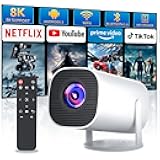 Mini Projector with WiFi and Bluetooth, Portable Outdoor Movie Projector Supports 4K/8K with Android System, Smart Proyector for Home Theater, Business Presentation, Gmaing