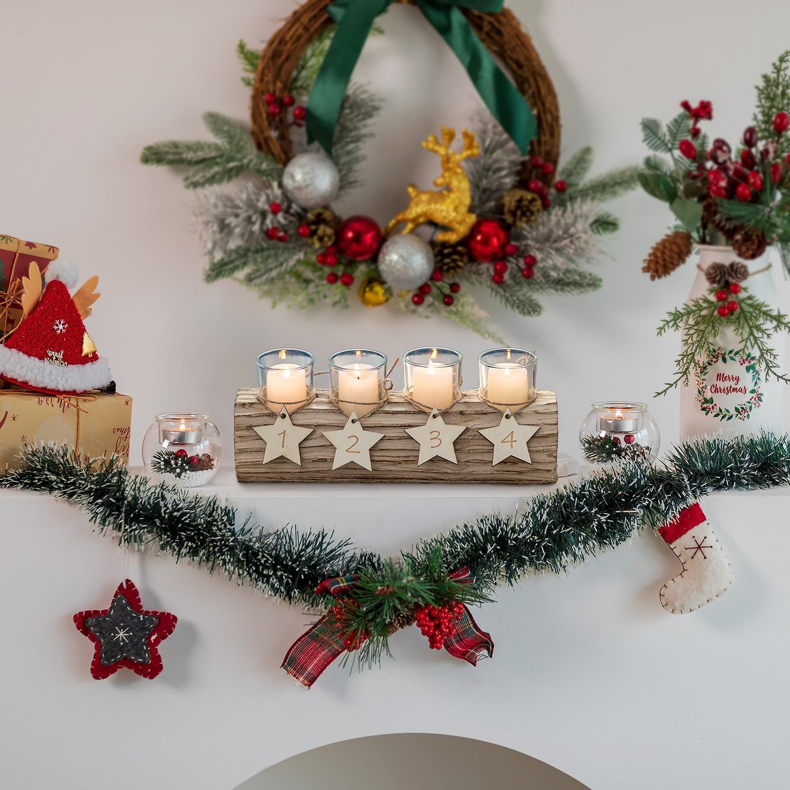 Corona di avvento, candele, masterizzare, Natale, avvento, decorazione