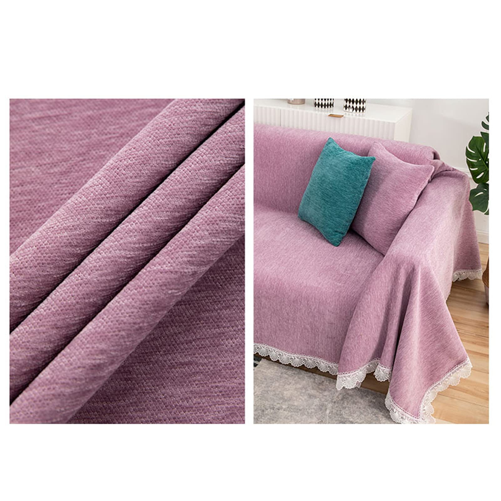 Copridivano in ciniglia viola multiuso extra large 180 x 150 cm, ideale come asciugamano per chaise longue, elegante protezione per mobili, morbido e