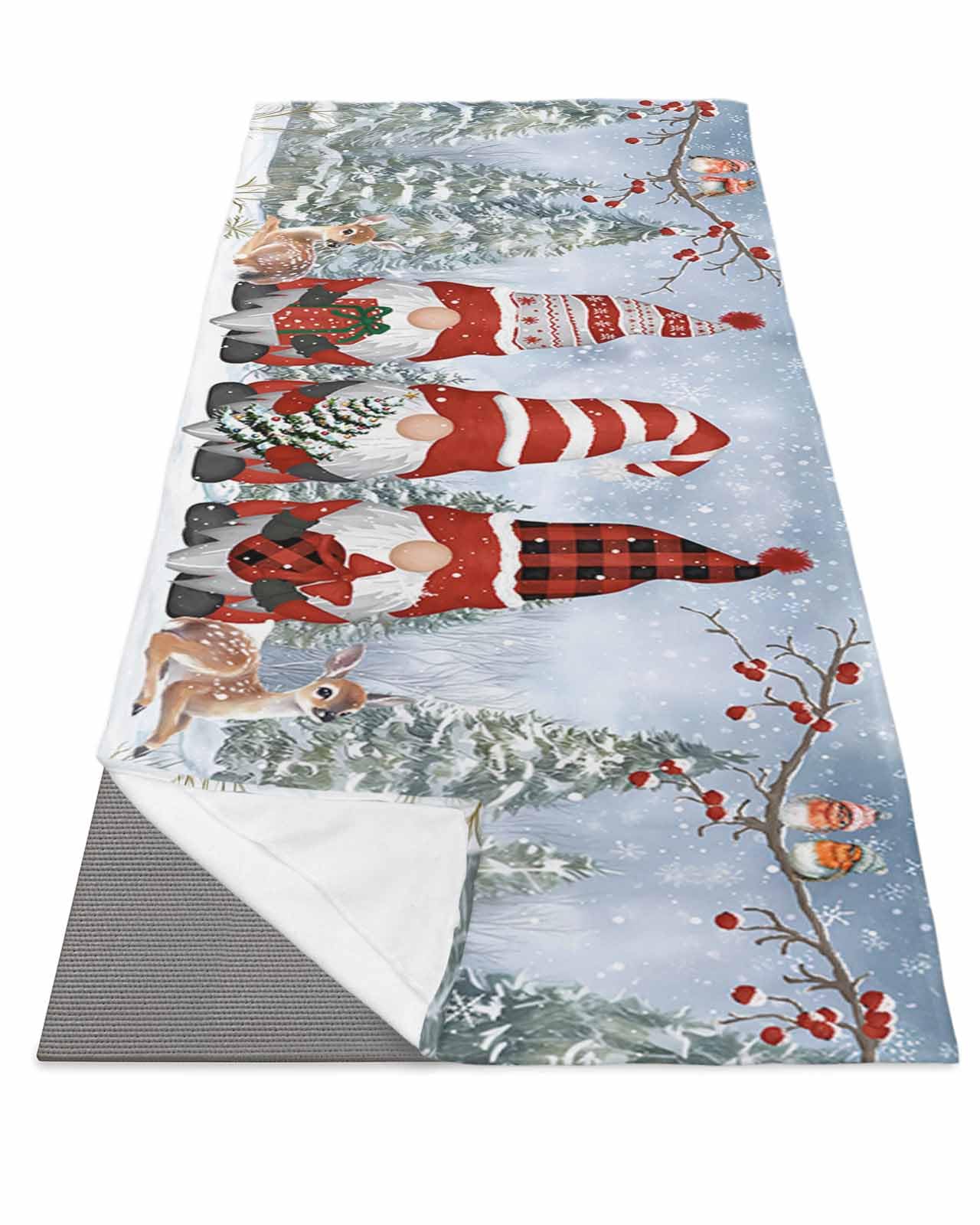 BOSIJOY Yoga Mat Towel,Christmas Winter Dwarf Reindeer Tree Non Slip Sweat Absorbent Hot Yoga Towels with Corner Pockets,Farm Snowy Scene Forest Soft Microfiber Towel for Pilates Bikram 70