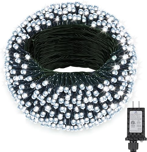 Miniatura 13 de 200 luces LED de Navidad de 66 pies, luces de Navidad parpadeantes con 8 modos y temporizador, luces de árbol de Navidad impermeables al aire libre
