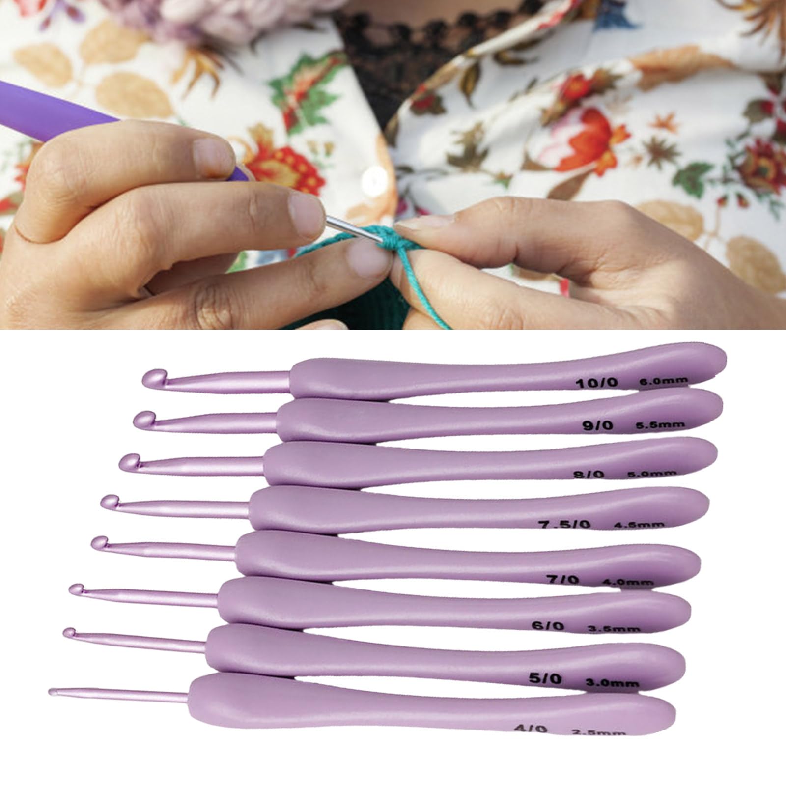 Set Di 9 Ganci Uncinetto In Alluminio Con Impugnatura Ergonomica In Plastica Morbida, Dimensioni Da 2mm A 6mm