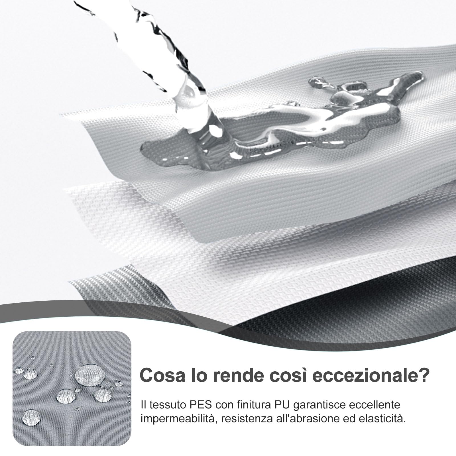 HENG FENG Frangivisto per Balcone 0.9x4m, 160g/㎡ PES Telo Balcone ringhiera,Protezione Privacy, Anti-UV, Impermeabile,Resistente al Vento, con Cinghie, Light Grigio - 5