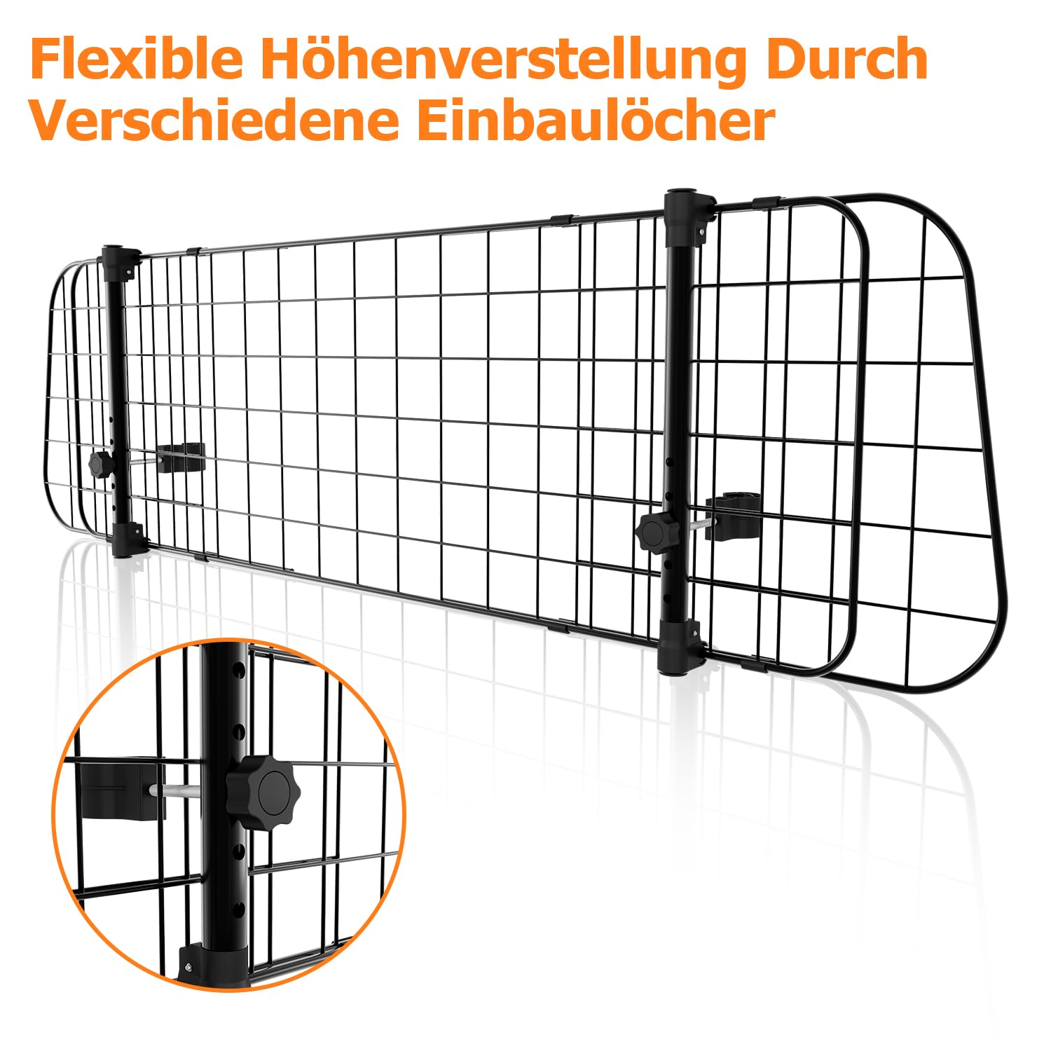 Herrselsam Hundegitter Auto, Autoschutzgitter Verstellbare Breite,trenngitter Kofferraum Hund,Schutzgitter für Hunde mit Sicherheitsgurt,hundenetz Auto,autogitter
